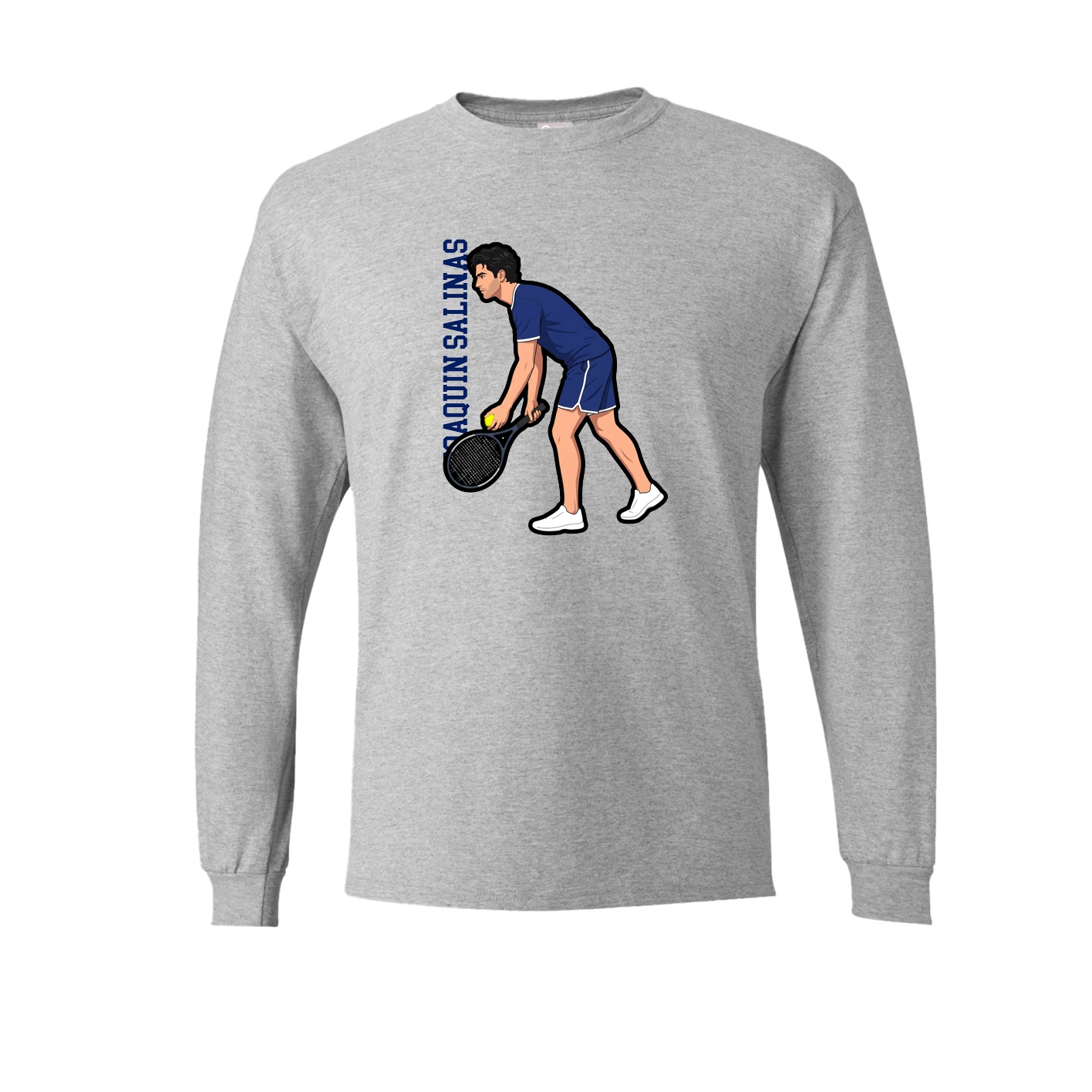 Long Sleeve Tee — Name Vertical in Grey