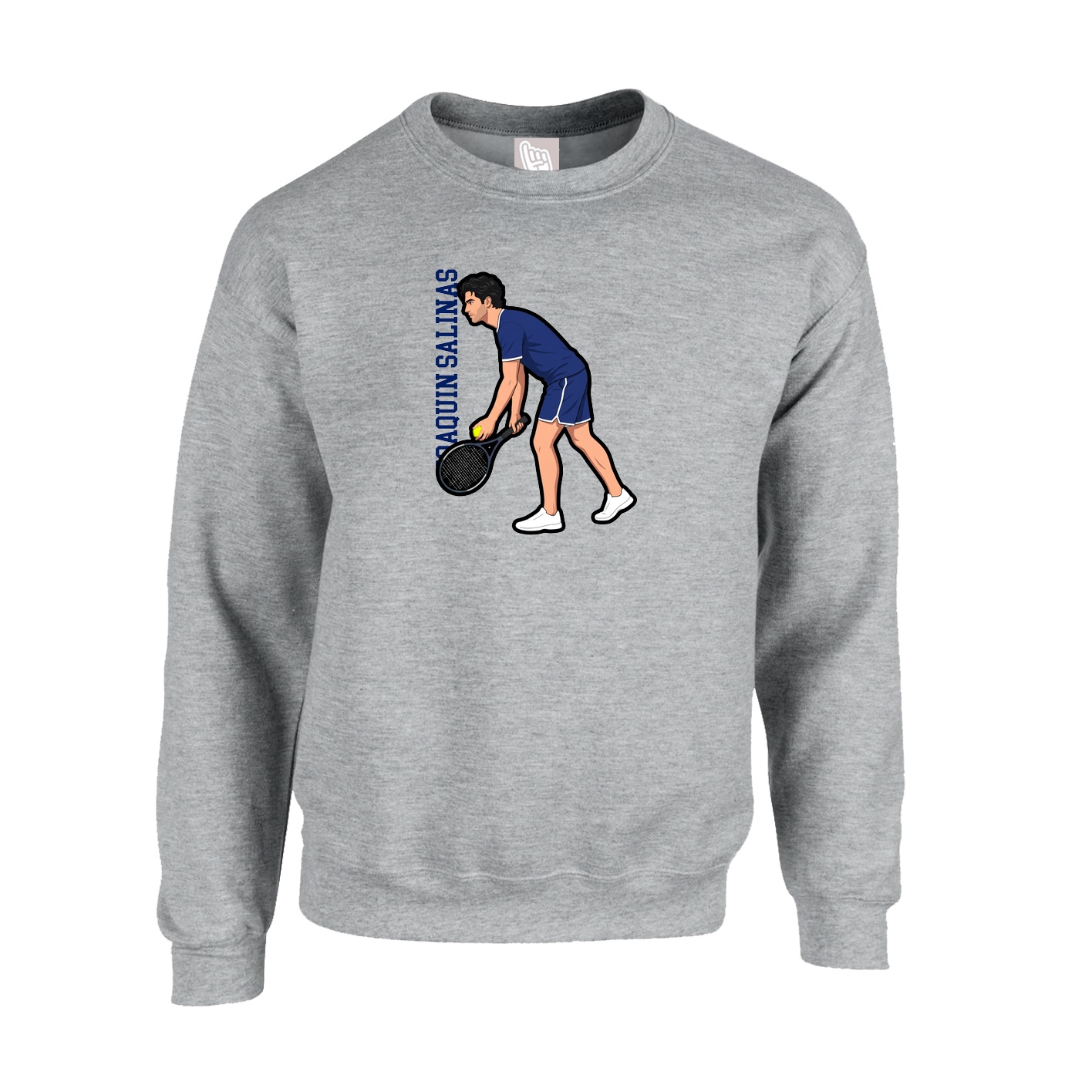 Fleece Crew — Name Vertical in Grey