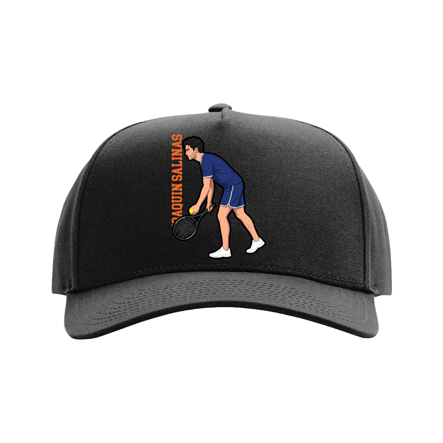 Full Fabric Five-Panel Champ Cap — Name Vertical in Black