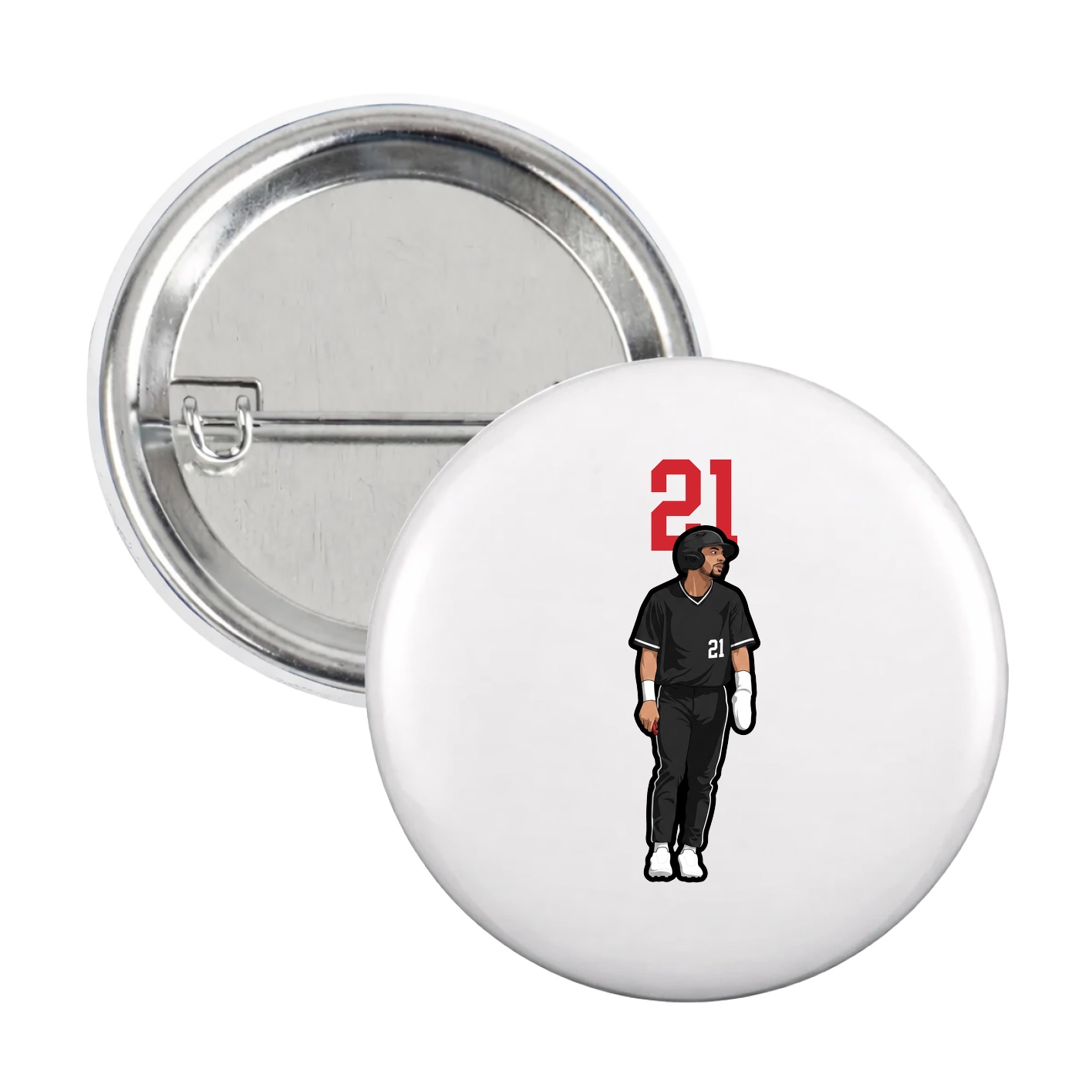 Game Day Button — Number Top in White
