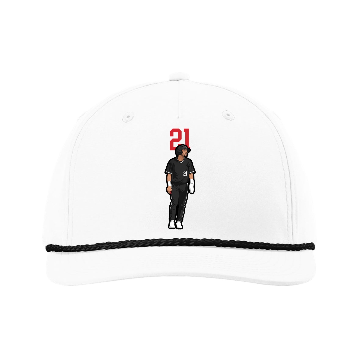 Five-Panel Classic Rope Cap — Number Top in White