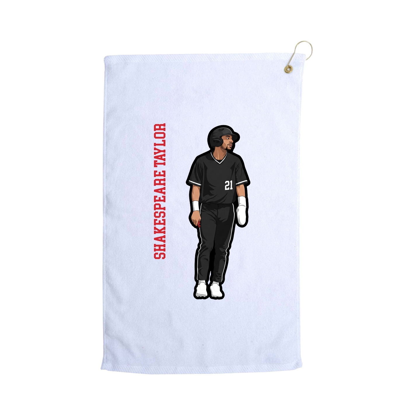 Golf Towel — Name Vertical in White