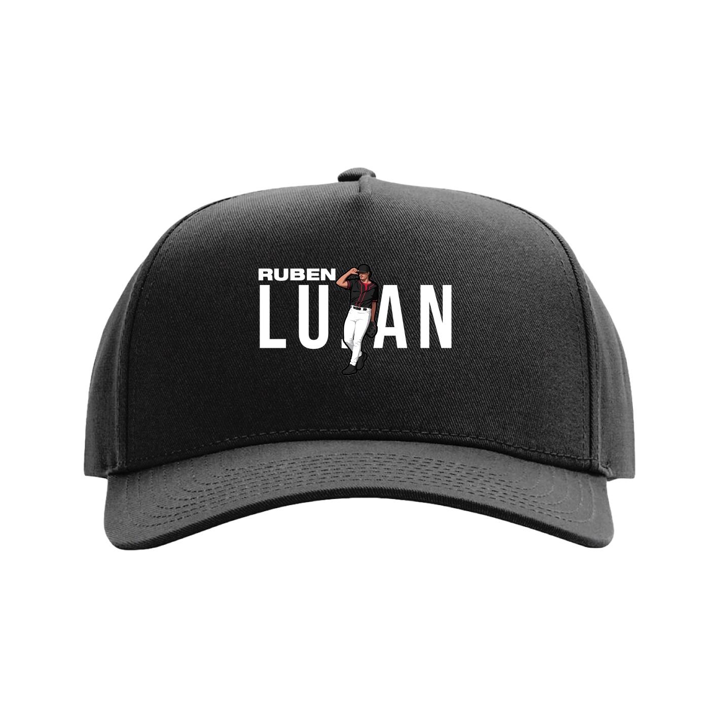 Full Fabric Five-Panel Champ Cap — Player Name in Black