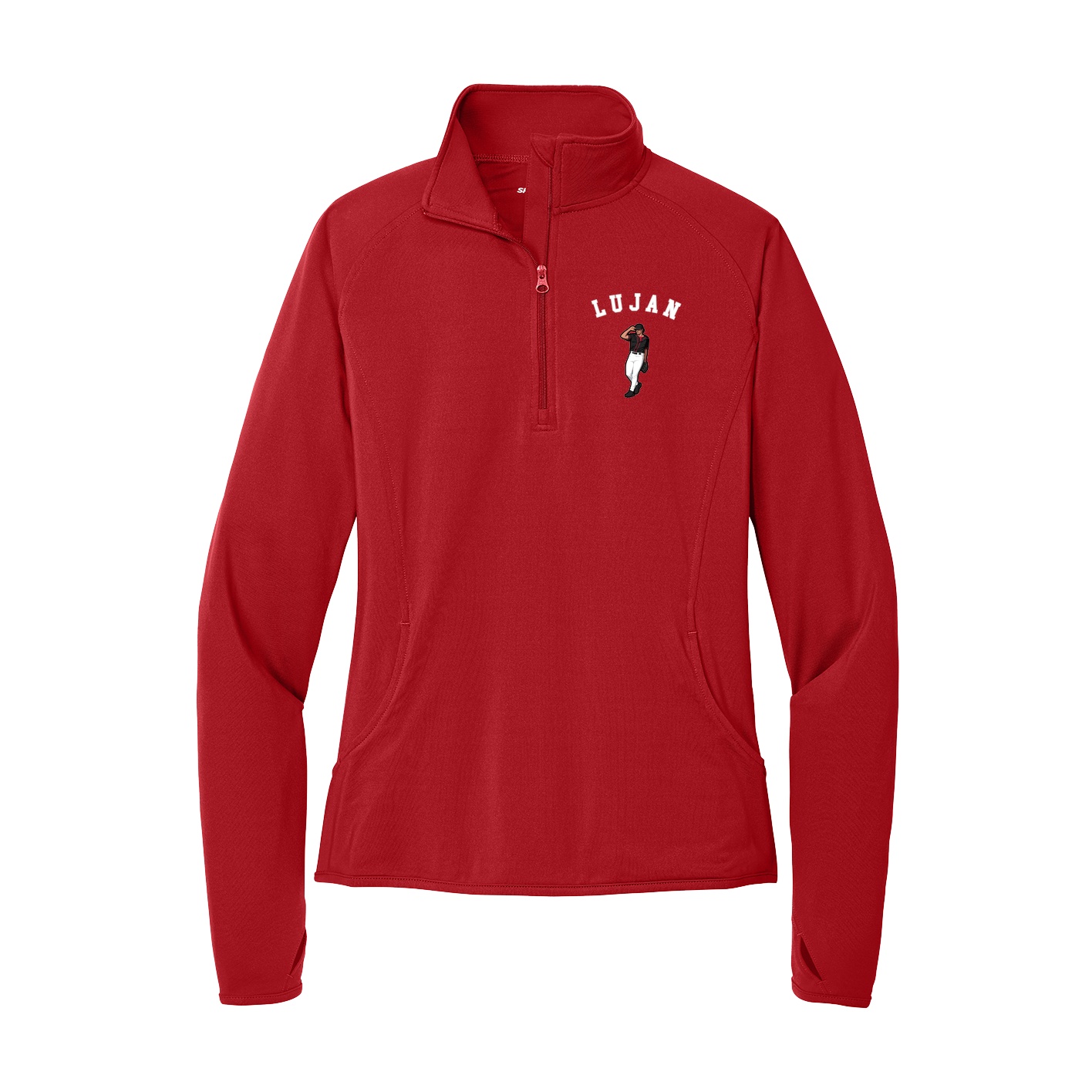 Women's Q-Zip Pullover — Shirsey Arch in Red