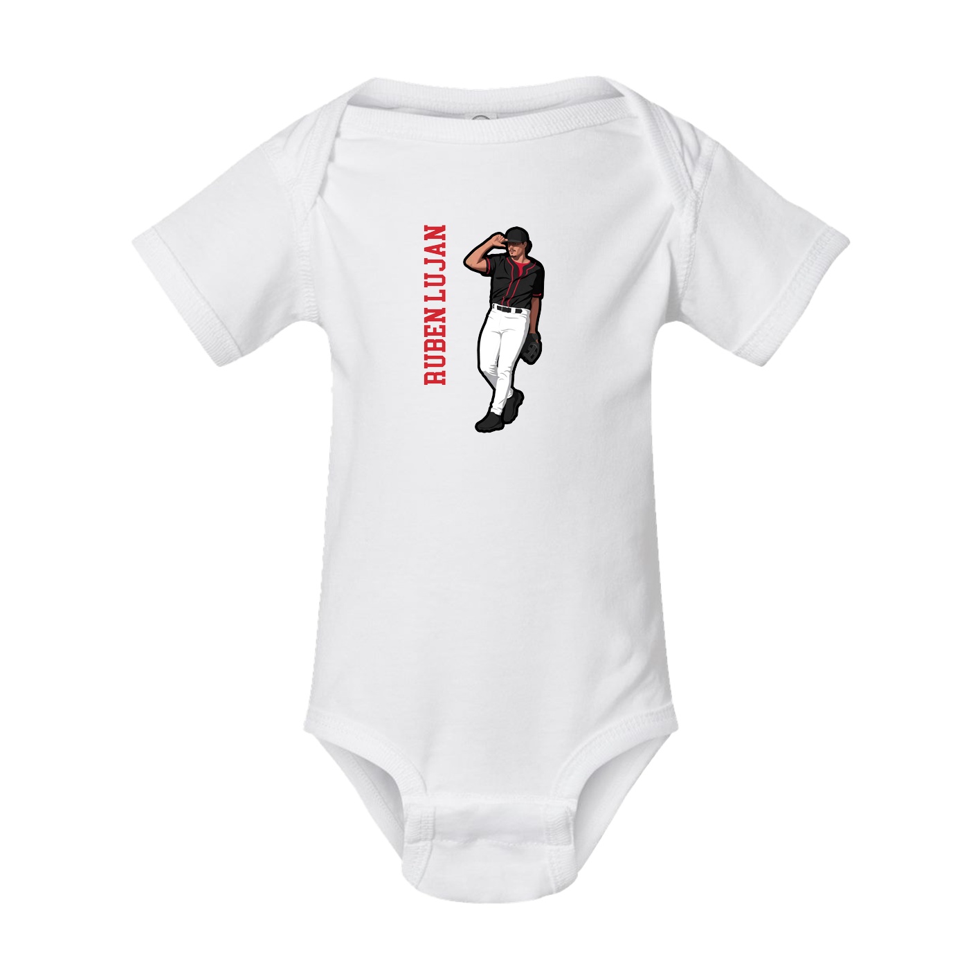 Baby Onesie — Name Vertical in White