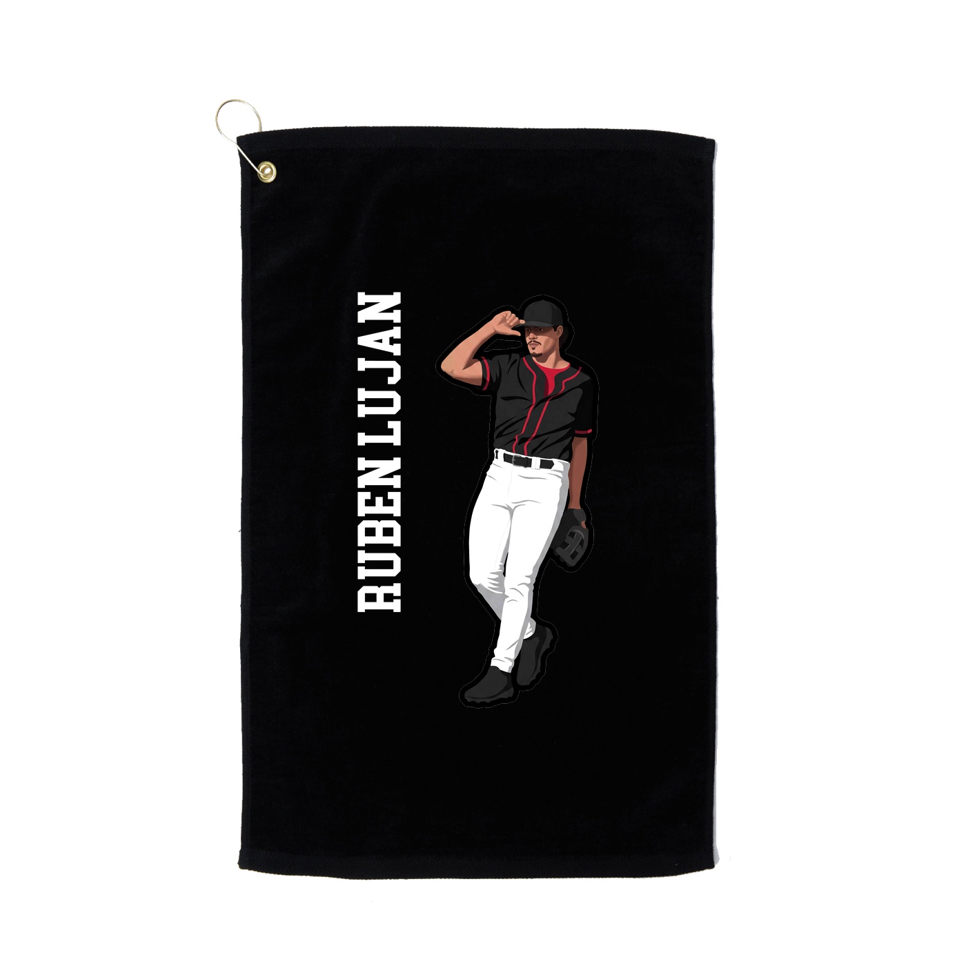 Golf Towel — Name Vertical in Black