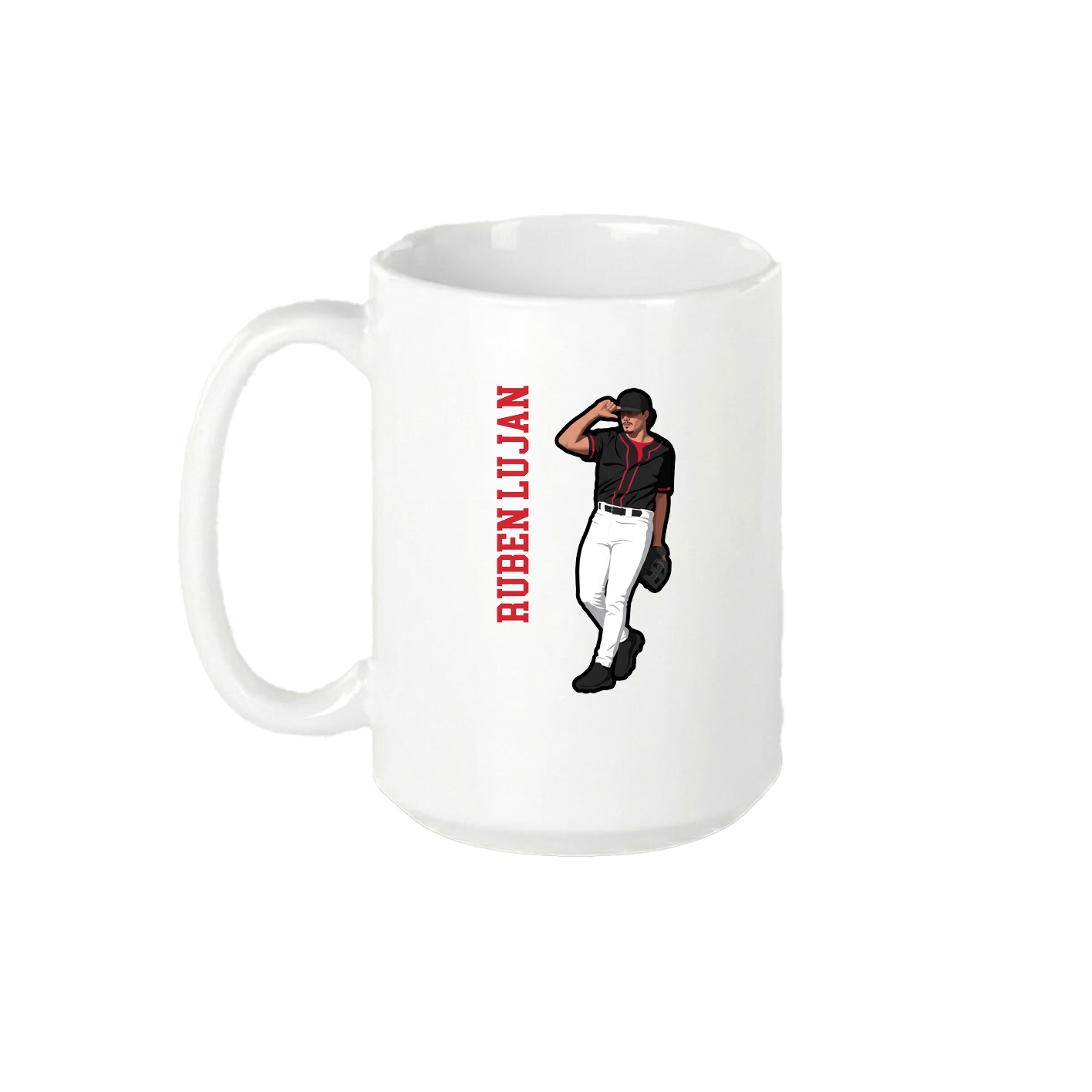 15oz Coffee Mug — Name Vertical in White