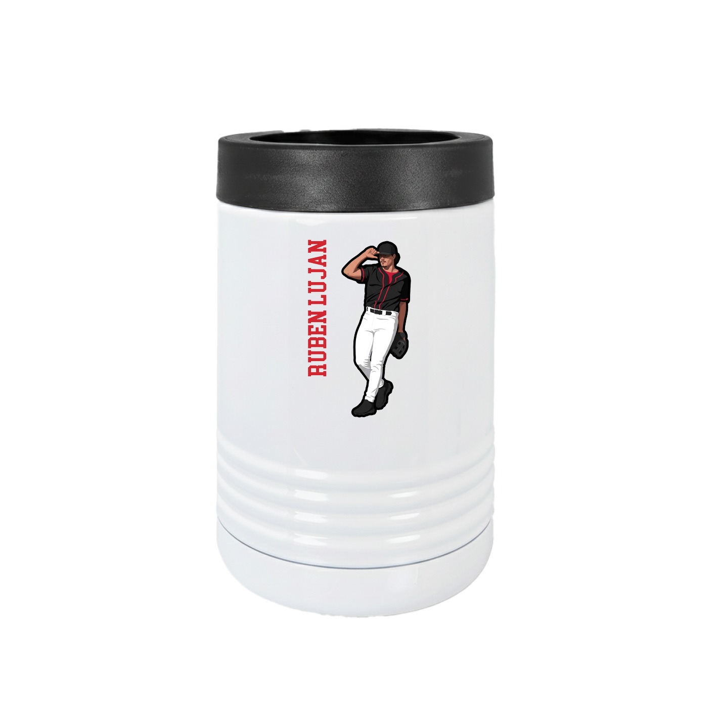 Beverage Holder — Name Vertical in White