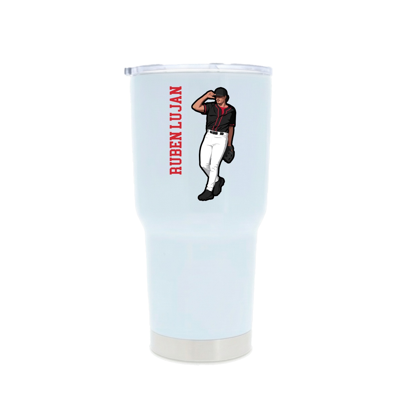 30oz Stainless Steel Tumbler — Name Vertical in White