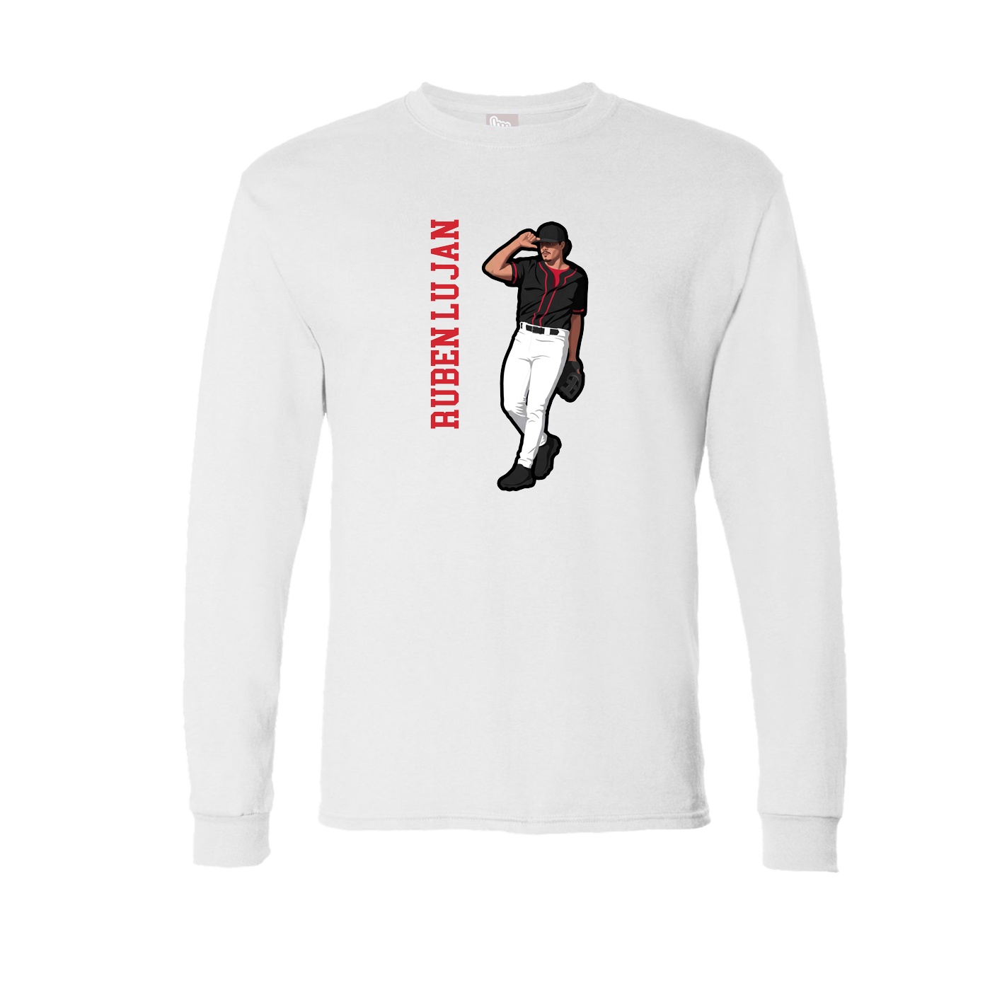 Long Sleeve Tee — Name Vertical in White