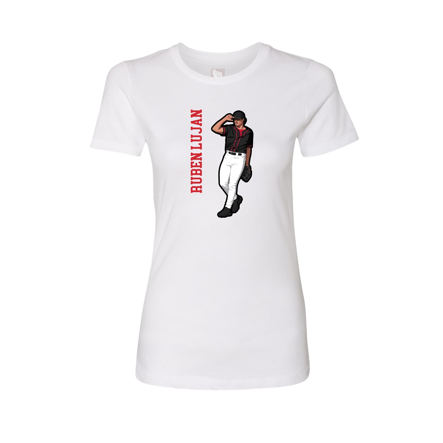 Fitted Women's Tee — Name Vertical in White
