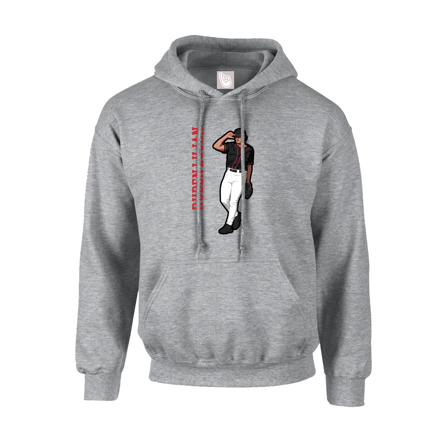 Hoodie — Name Vertical in Grey