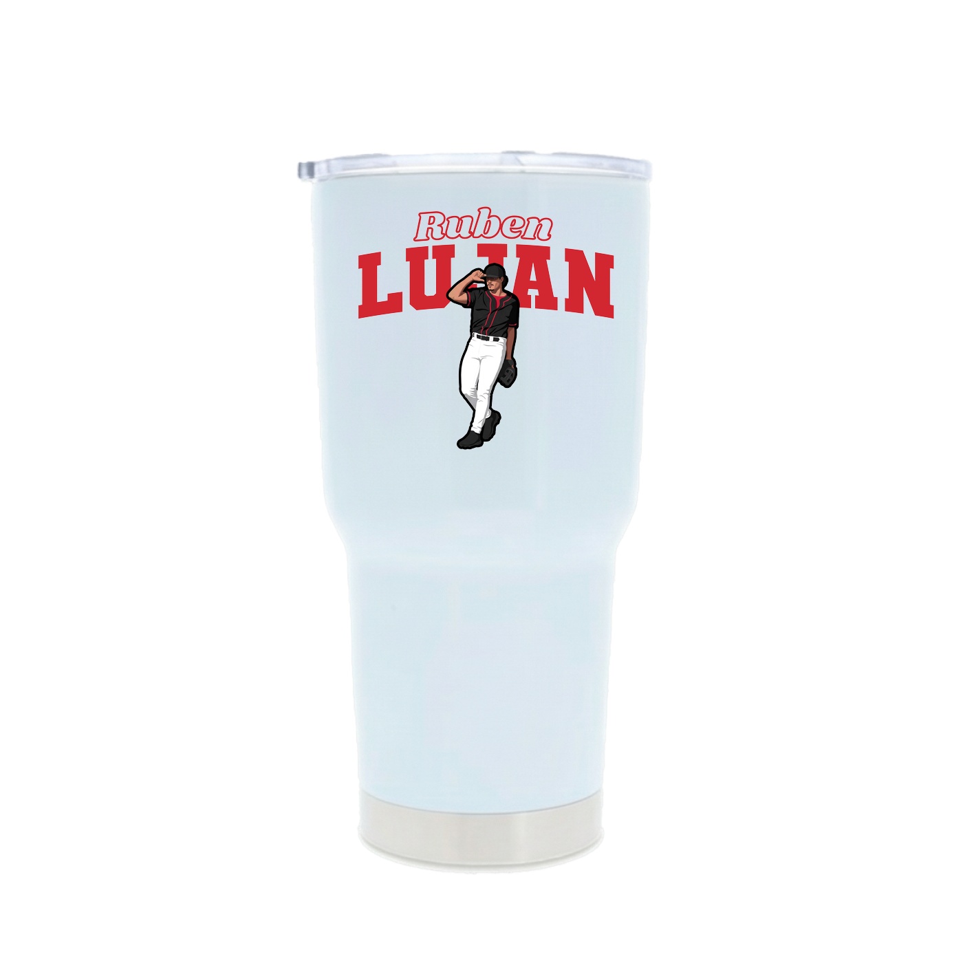 30oz Stainless Steel Tumbler — Name Arch in White