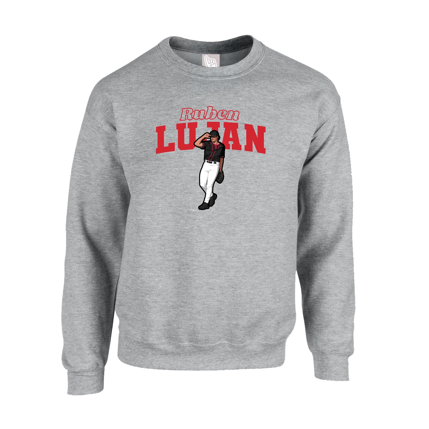 Fleece Crew — Name Arch in Grey