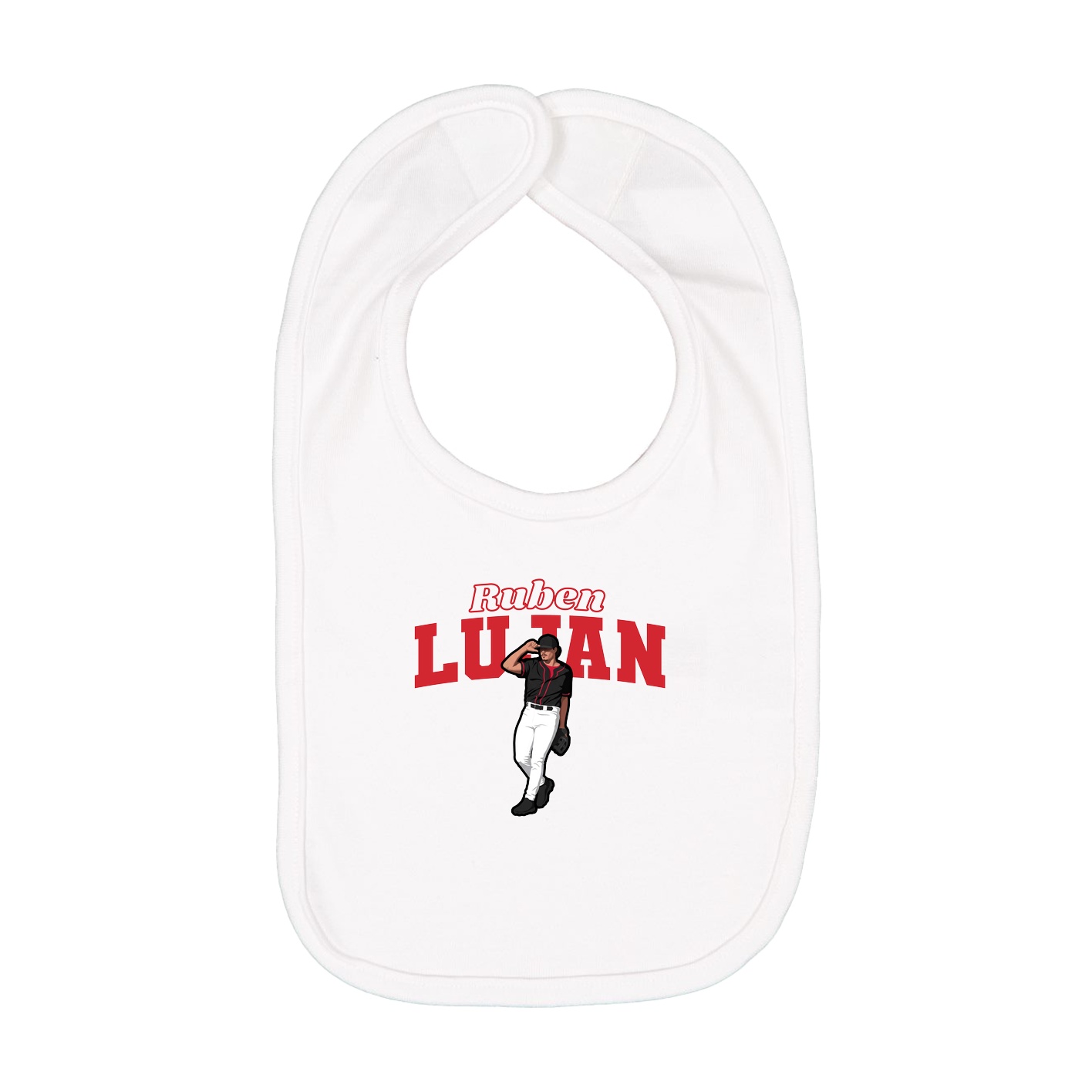 Infant Bib — Name Arch in White