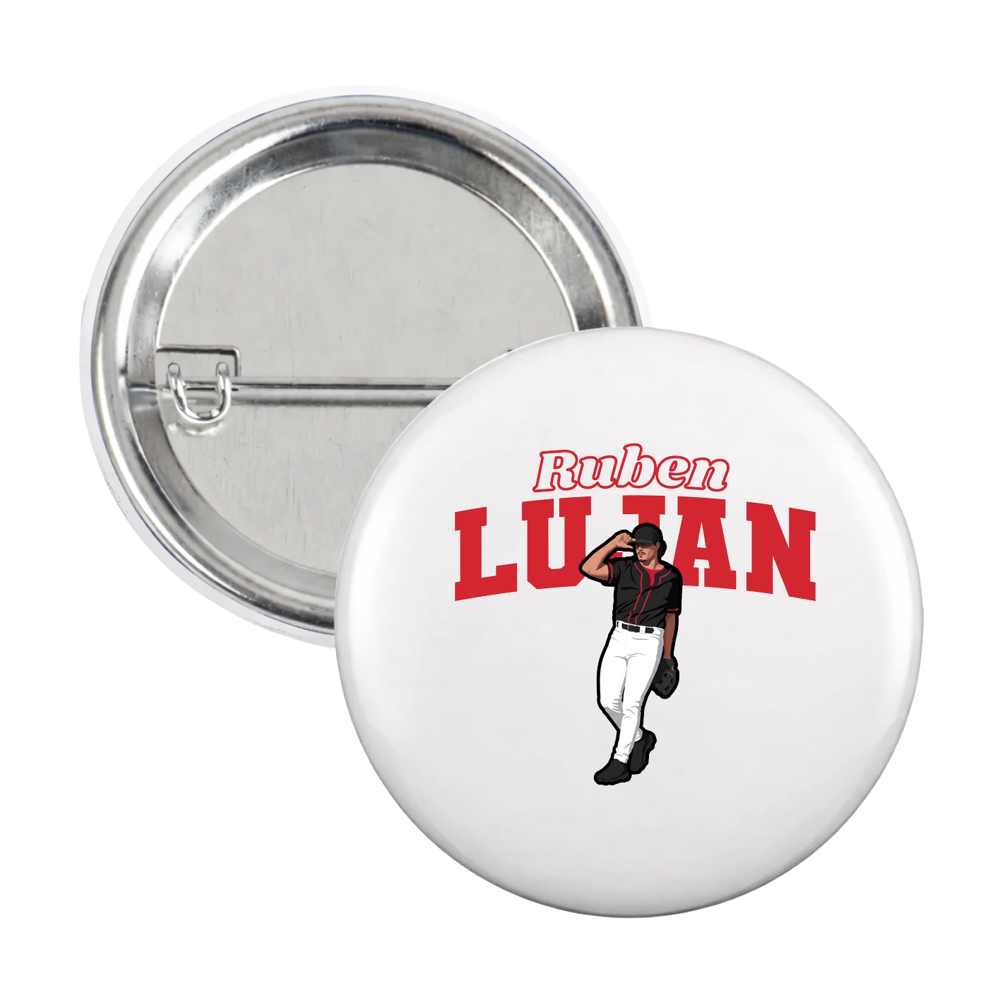 Game Day Button — Name Arch in White