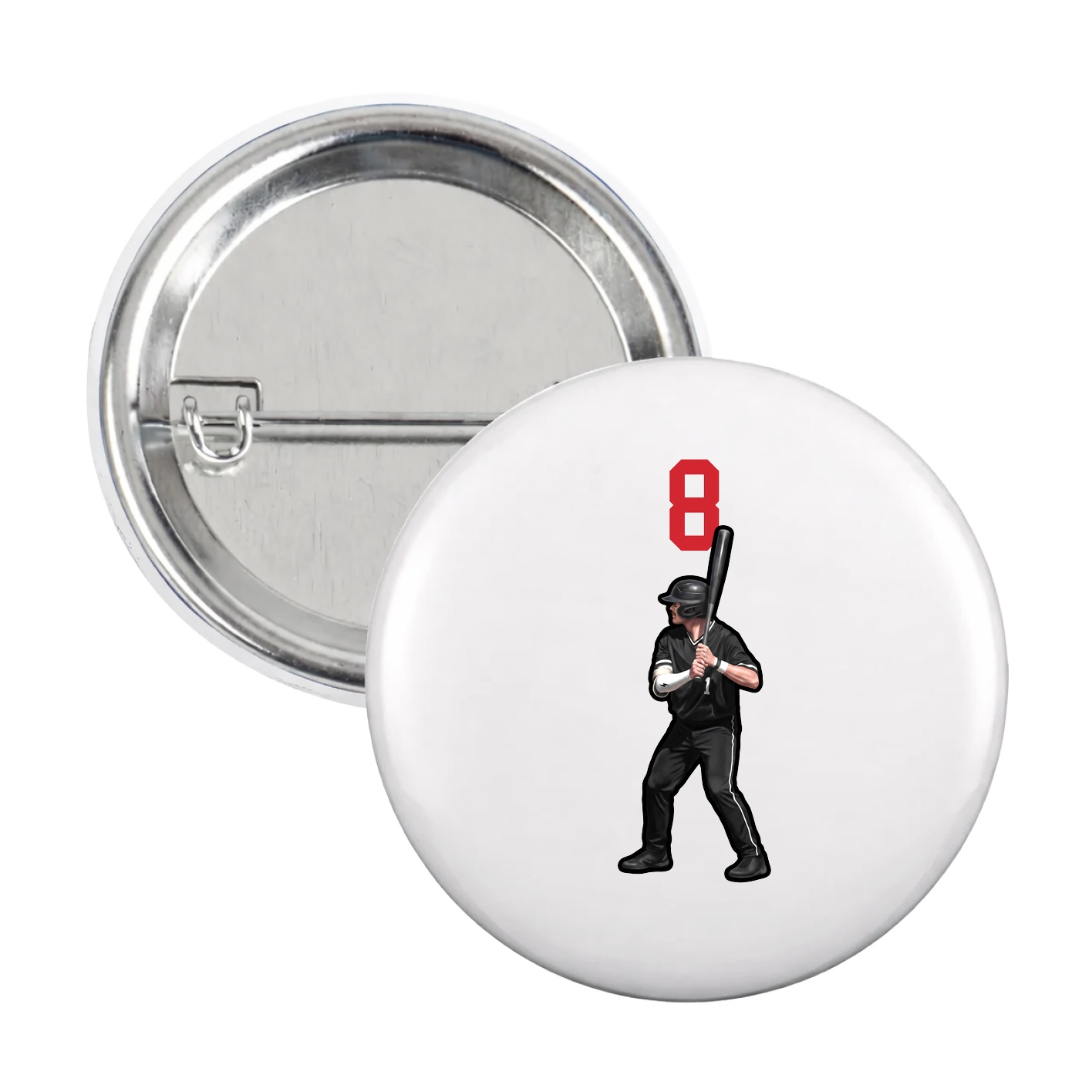 Game Day Button — Number Top in White