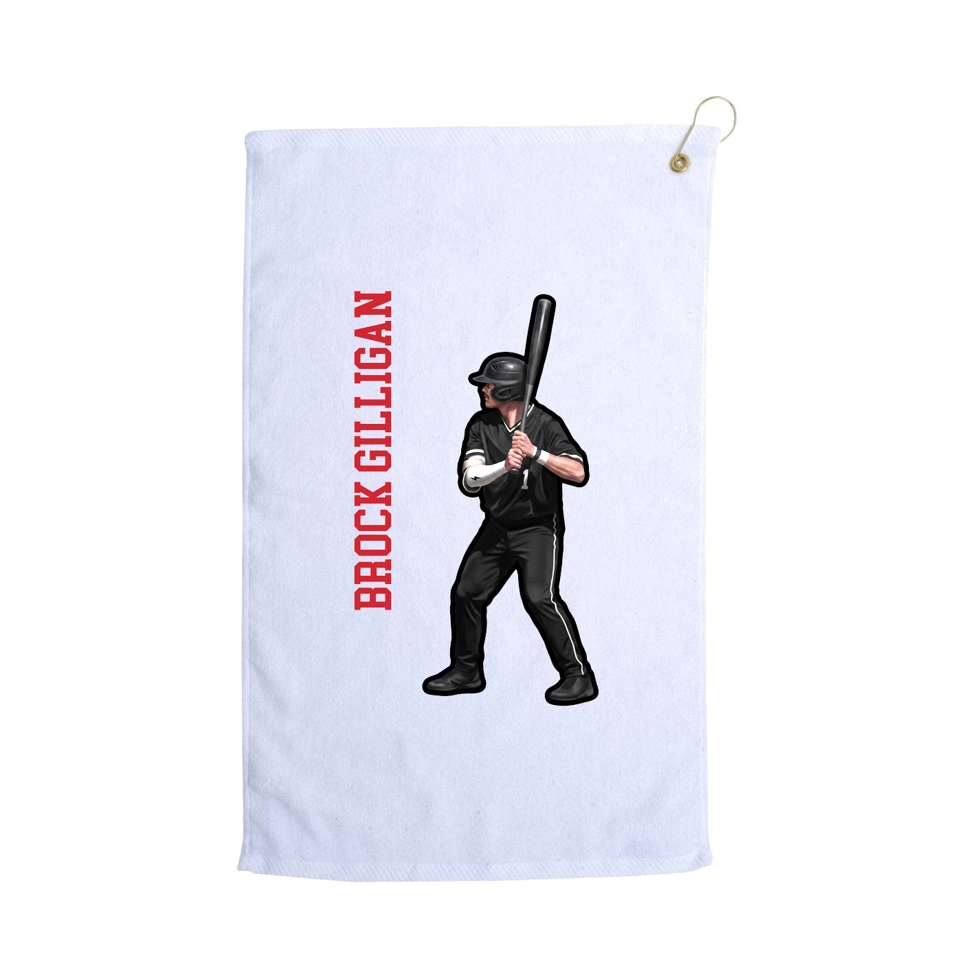 Golf Towel — Name Vertical in White