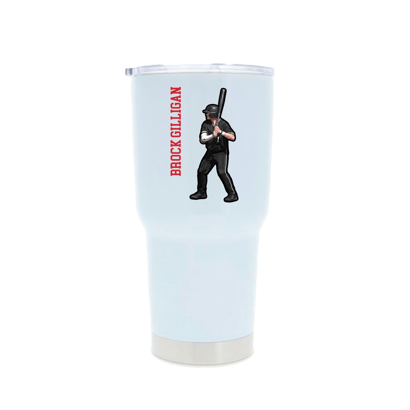 30oz Stainless Steel Tumbler — Name Vertical in White