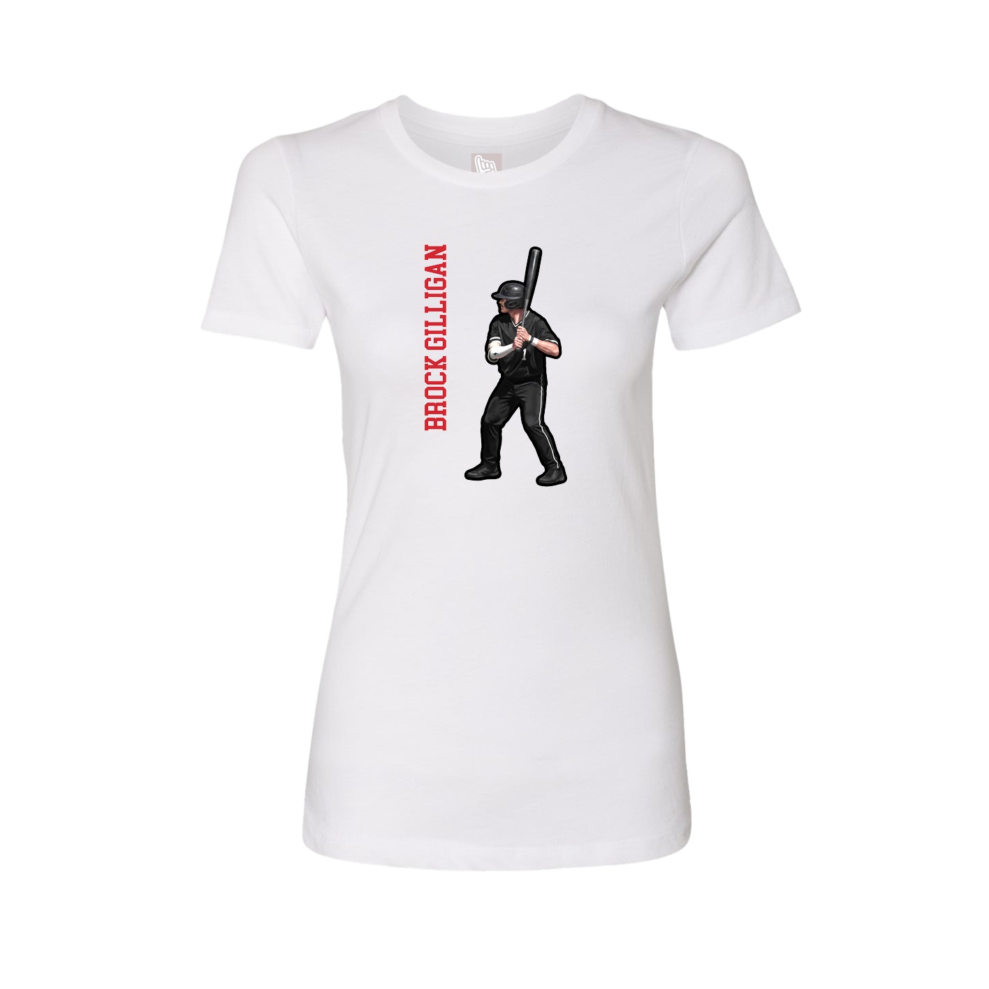 Fitted Women's Tee — Name Vertical in White