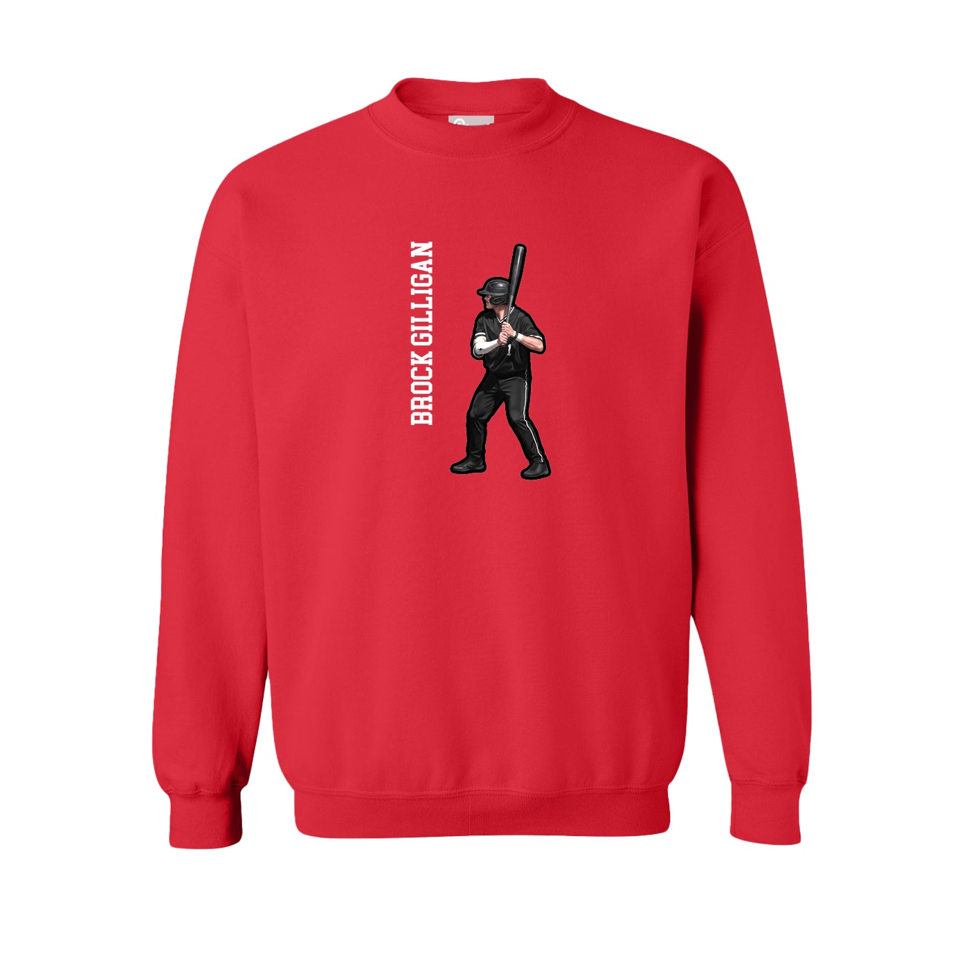 Fleece Crew — Name Vertical in Red