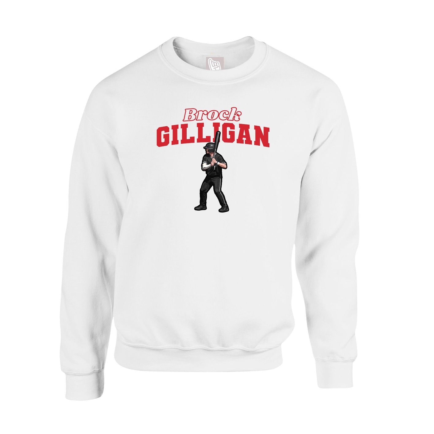 Fleece Crew — Name Arch in White
