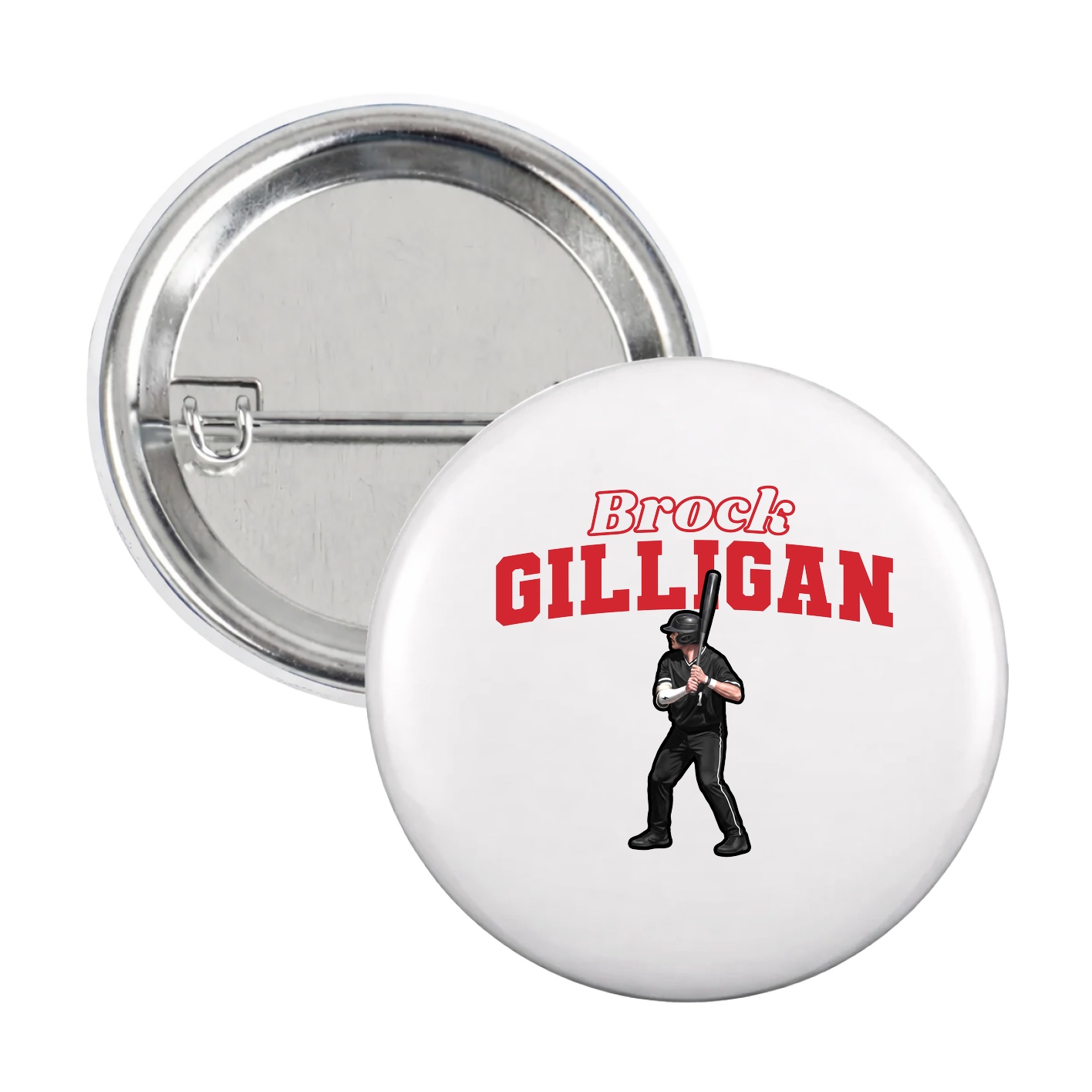 Game Day Button — Name Arch in White
