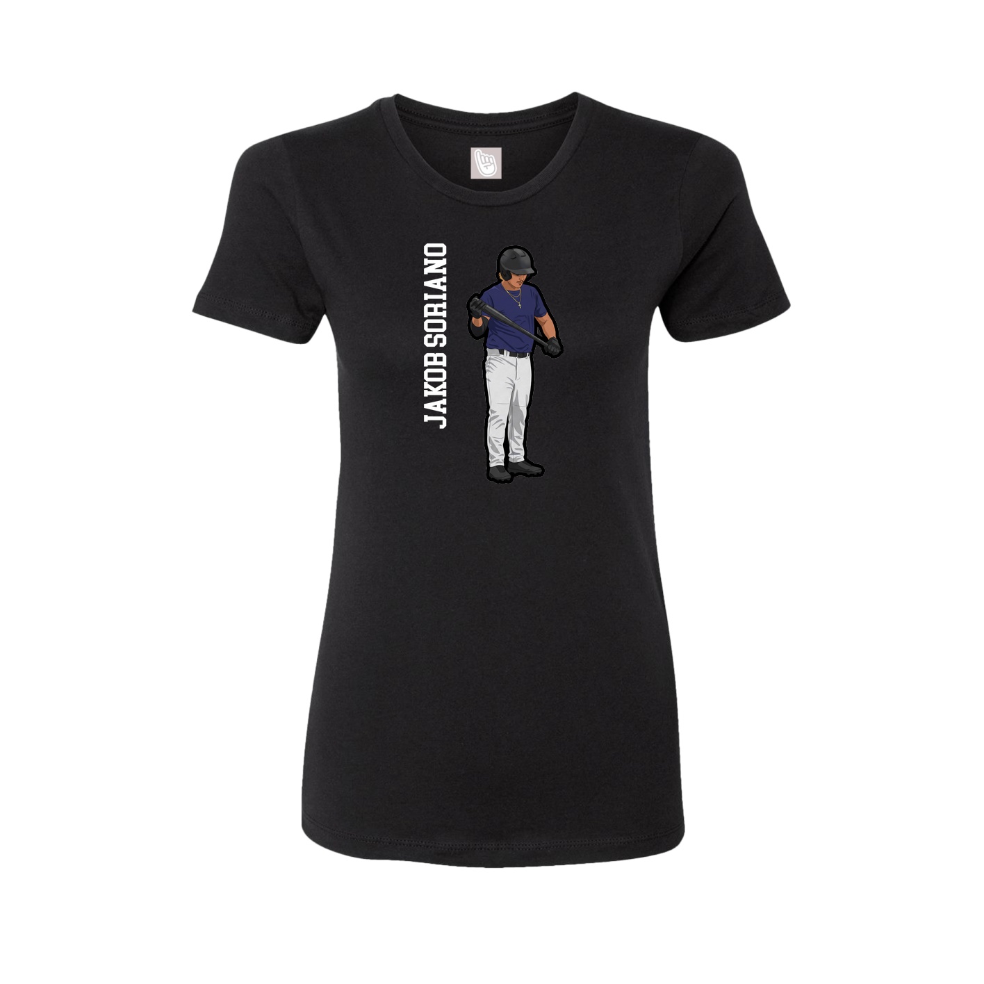 Fitted Women's Tee — Name Vertical in Black