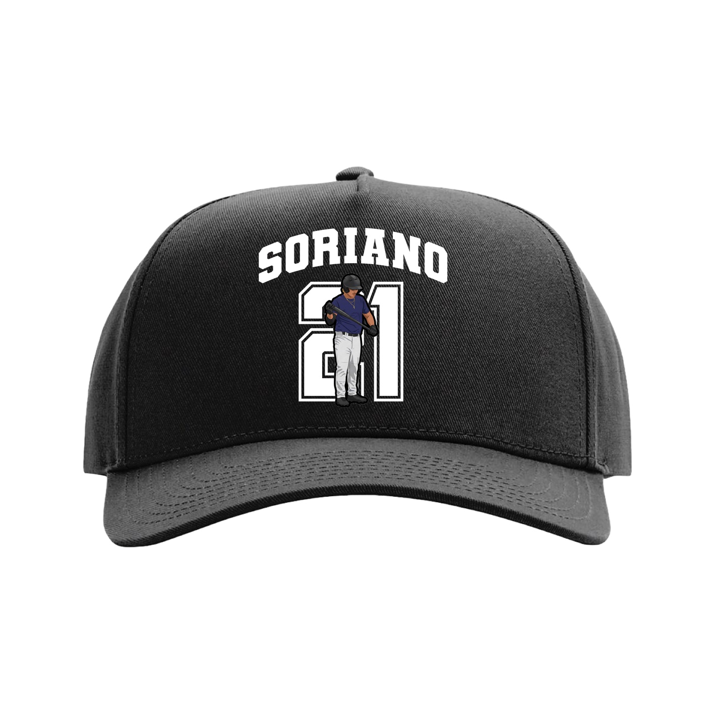 Full Fabric Five-Panel Champ Cap — Number in Black