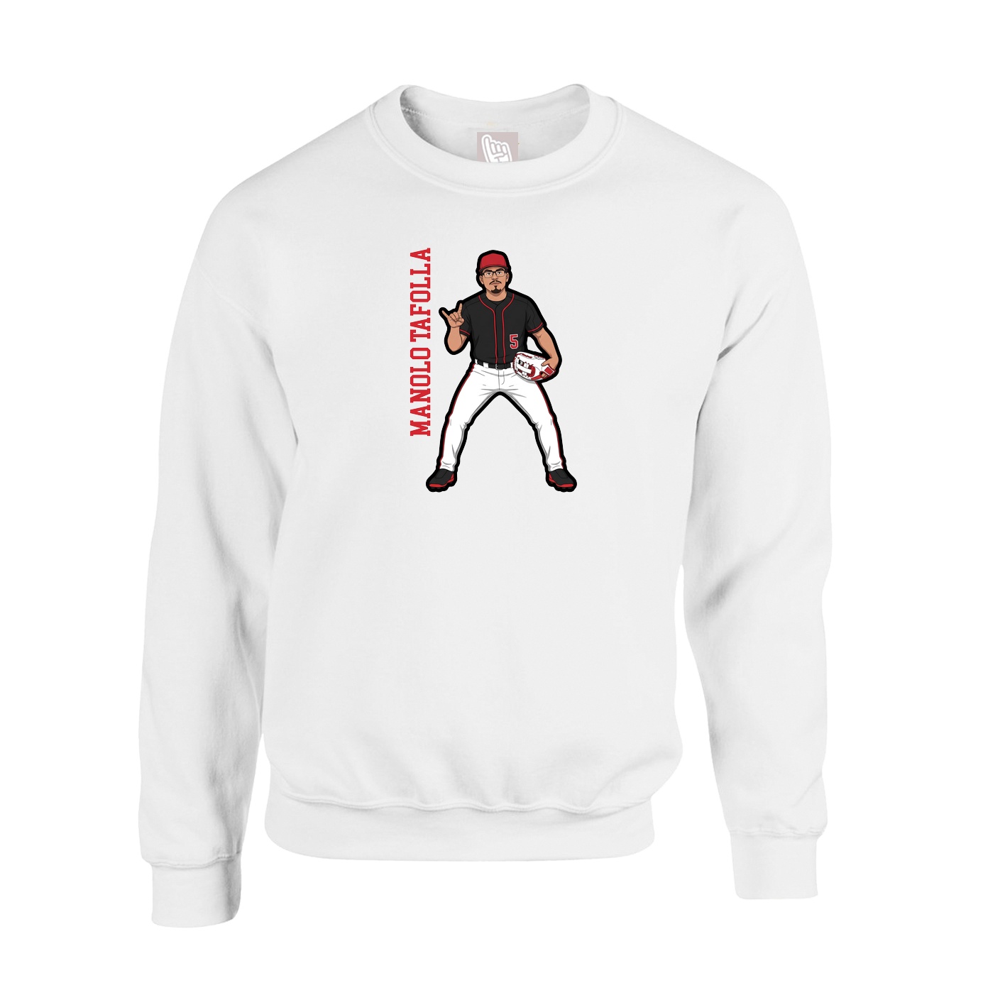 Fleece Crew — Name Vertical in White
