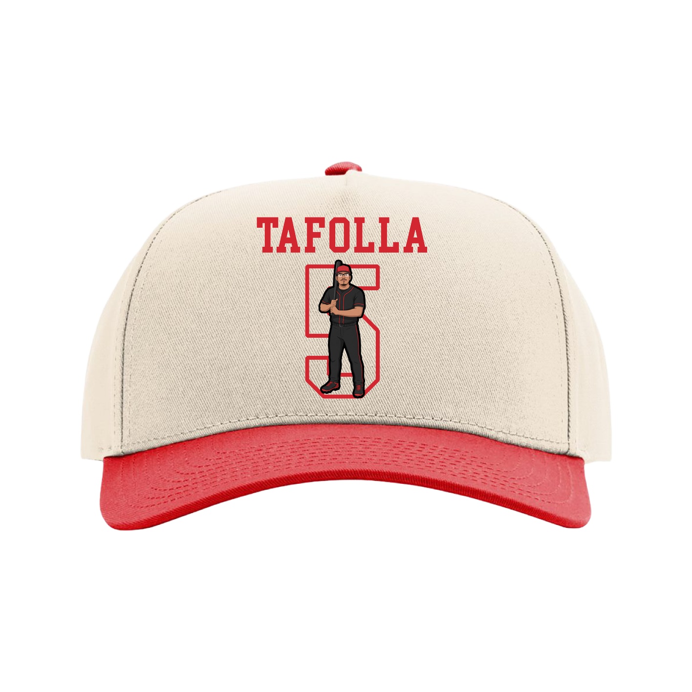 Full Fabric Five-Panel Champ Cap — Shirsey in Cream/Red