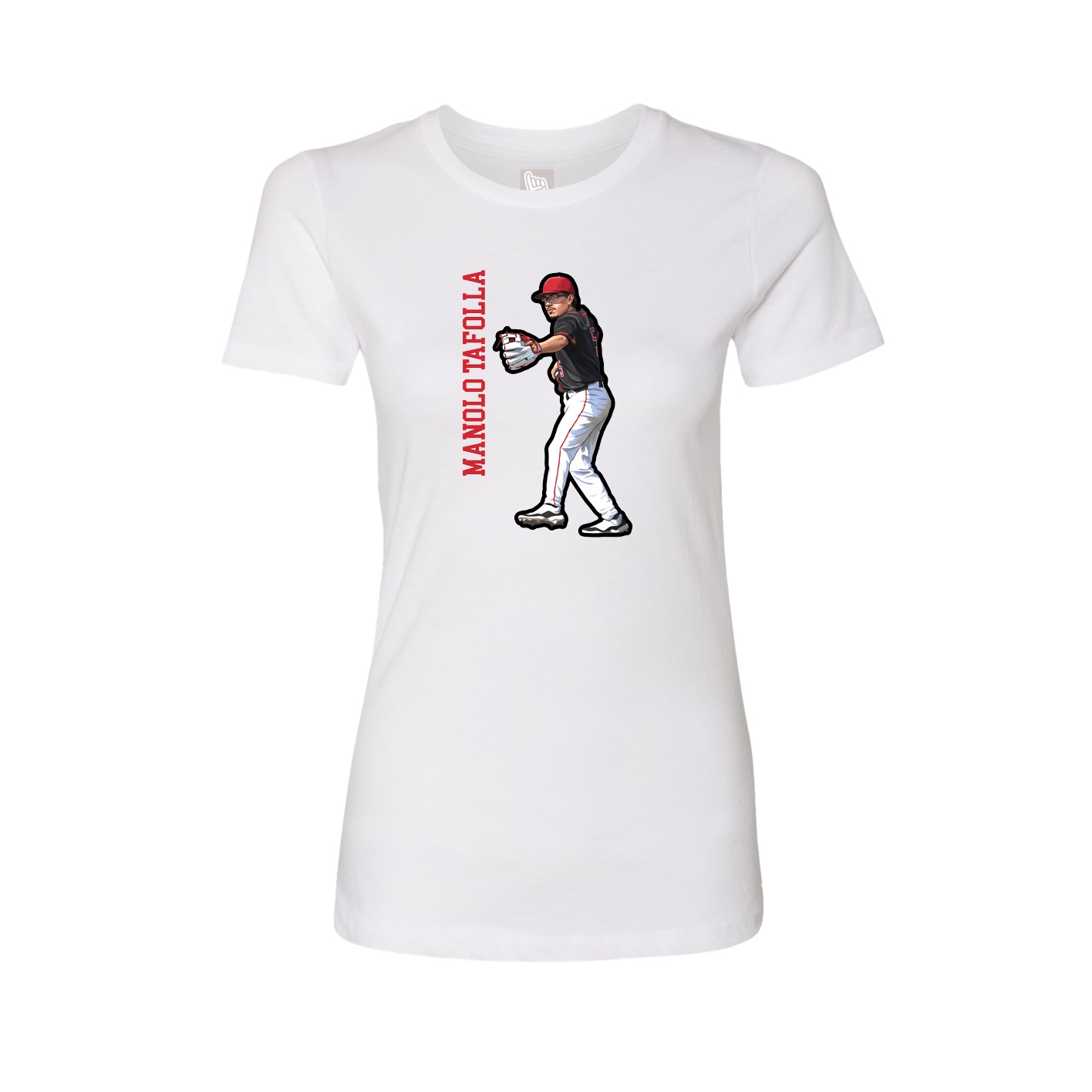 Fitted Women's Tee — Name Vertical in White