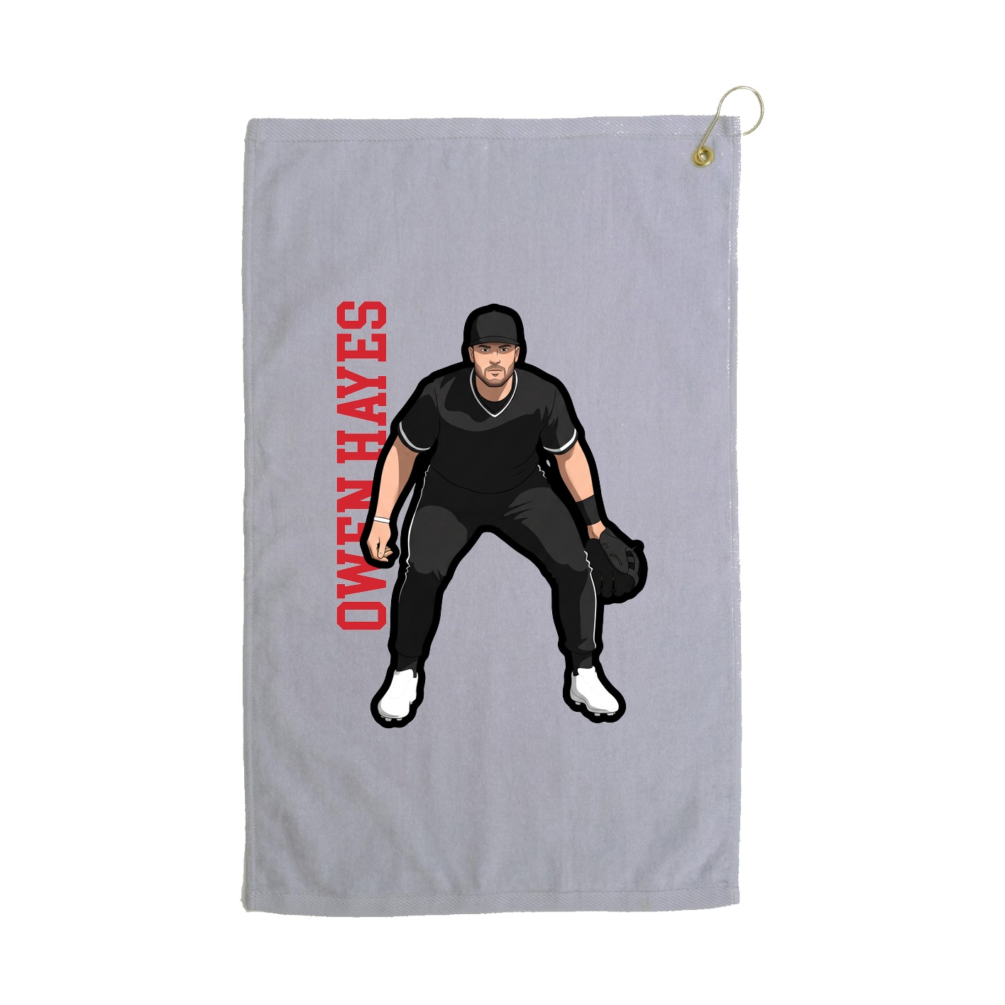 Golf Towel — Name Vertical in Grey