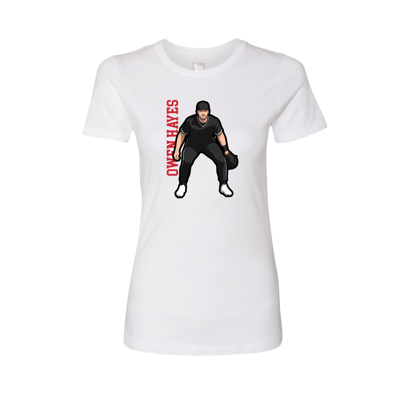 Fitted Women's Tee — Name Vertical in White