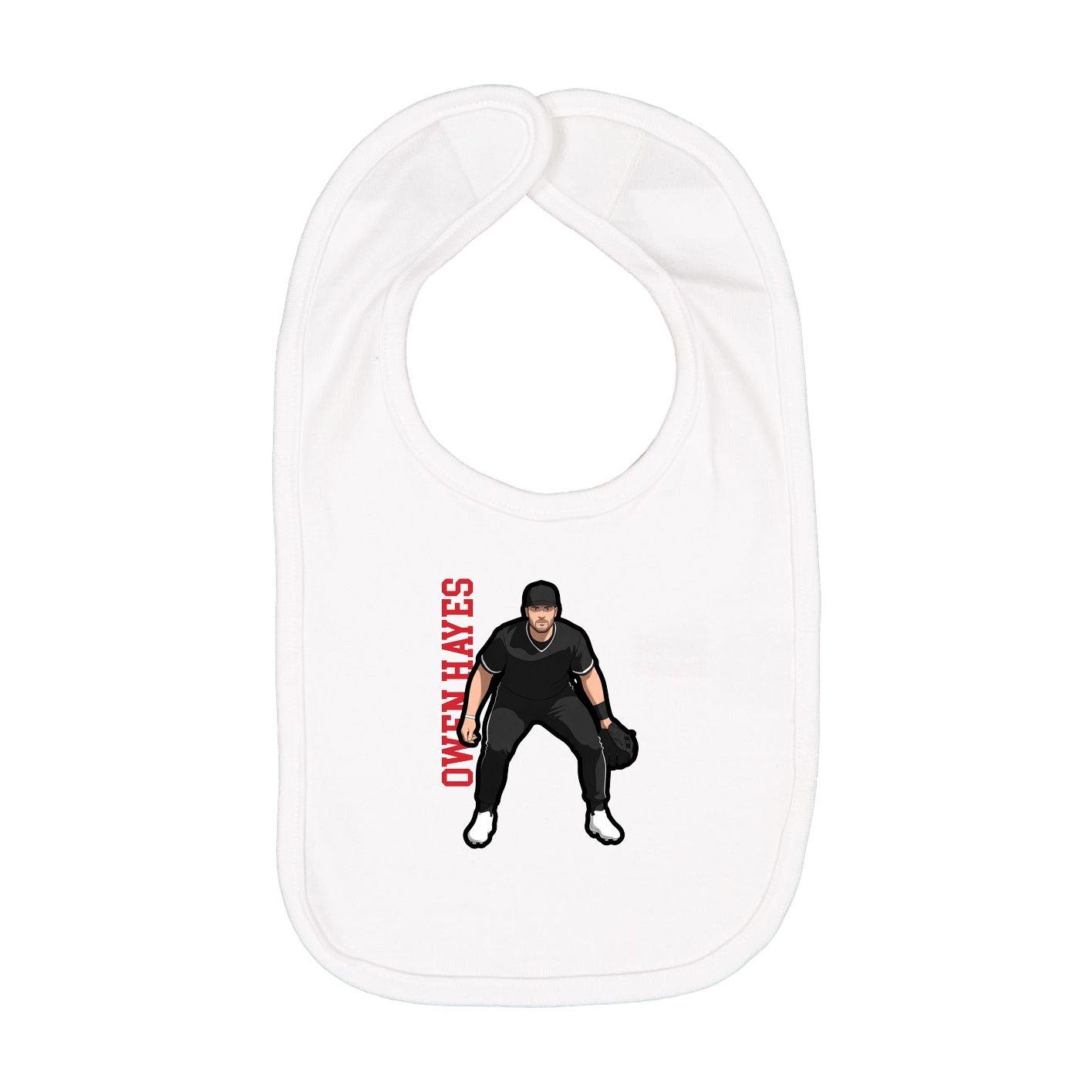 Infant Bib — Name Vertical in White