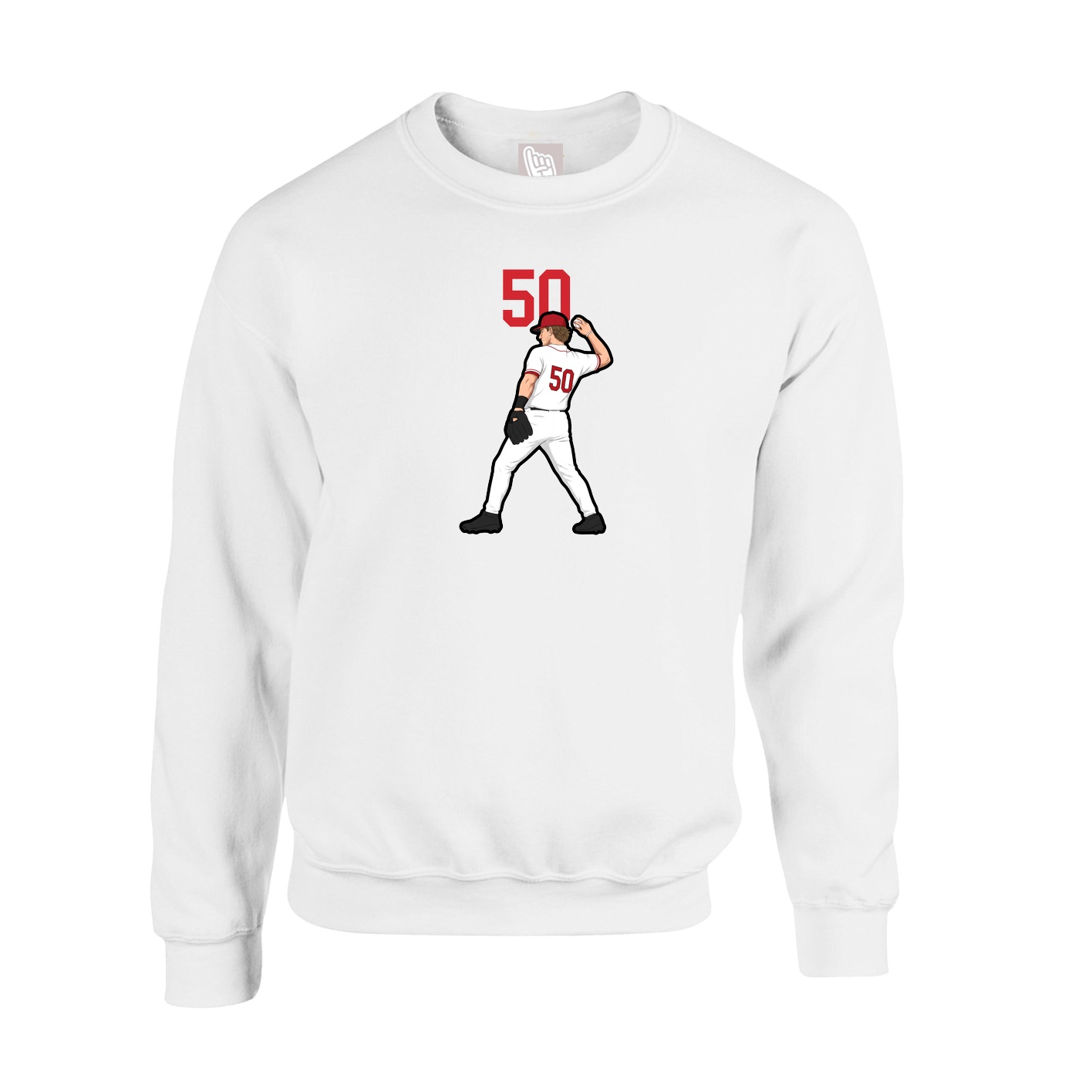 Fleece Crew — Number Top in White