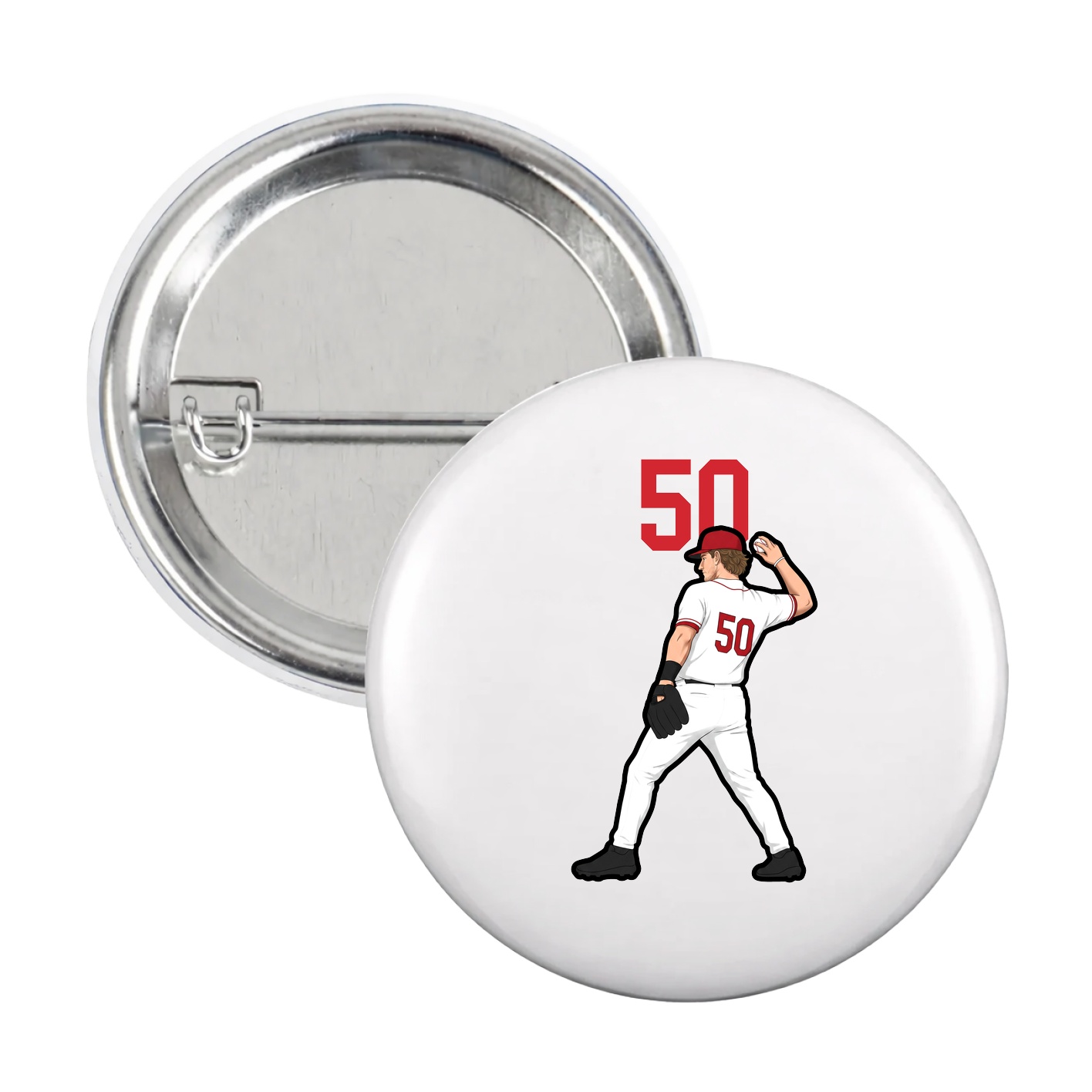 Game Day Button — Number Top in White