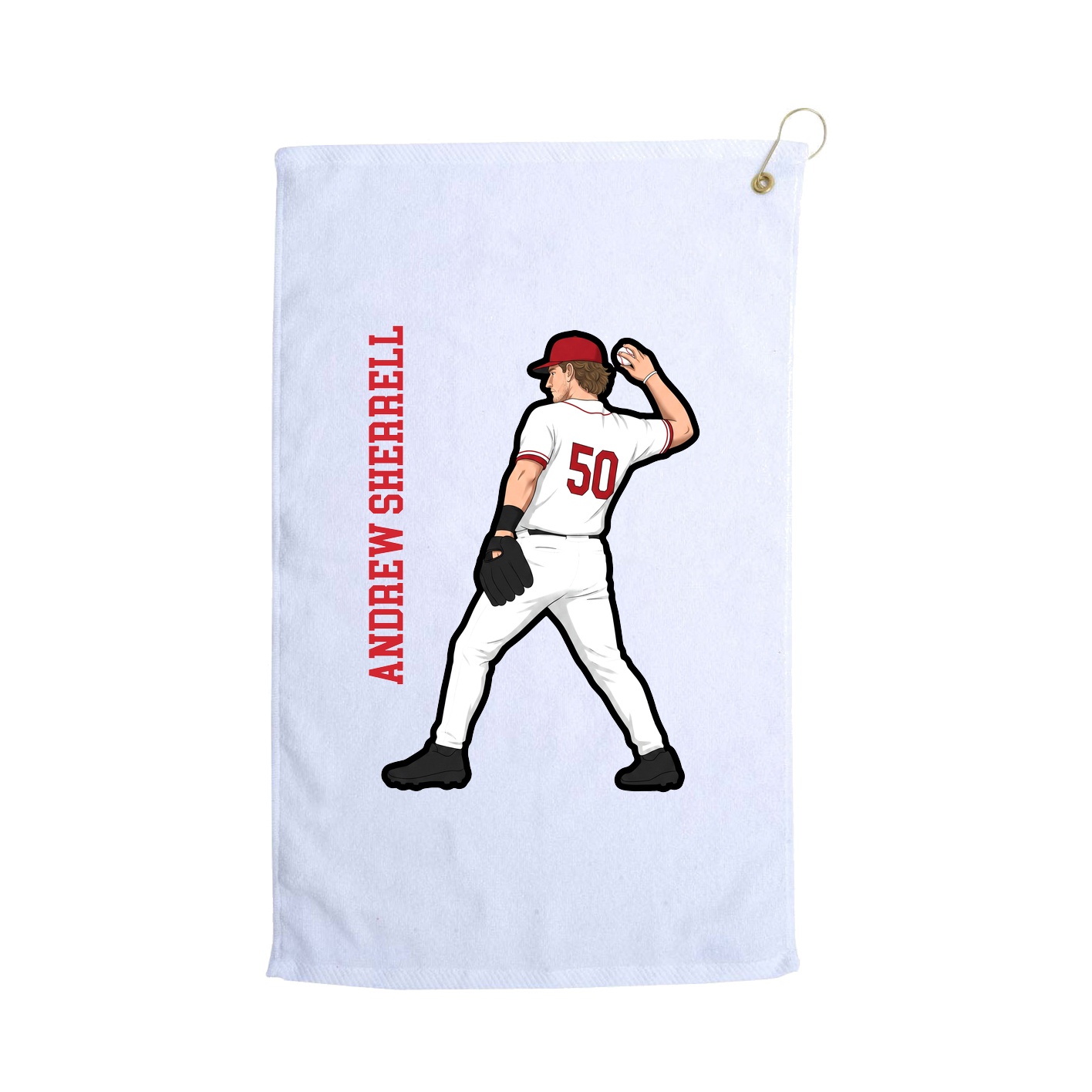 Golf Towel — Name Vertical in White