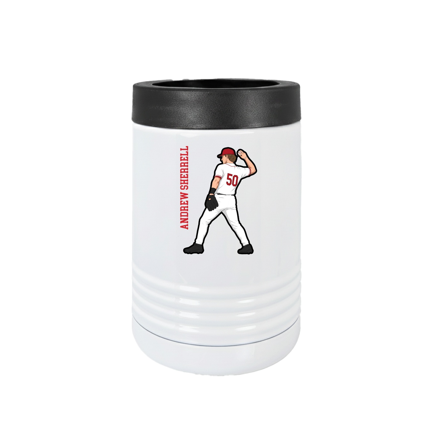 Beverage Holder — Name Vertical in White