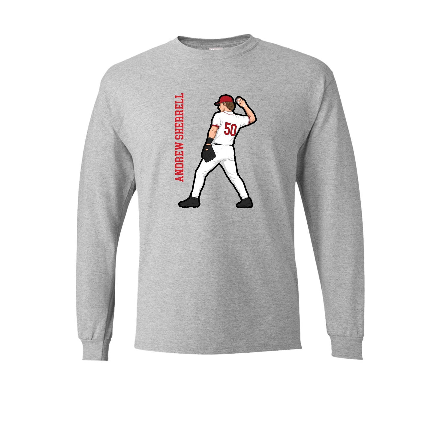 Long Sleeve Tee — Name Vertical in Grey