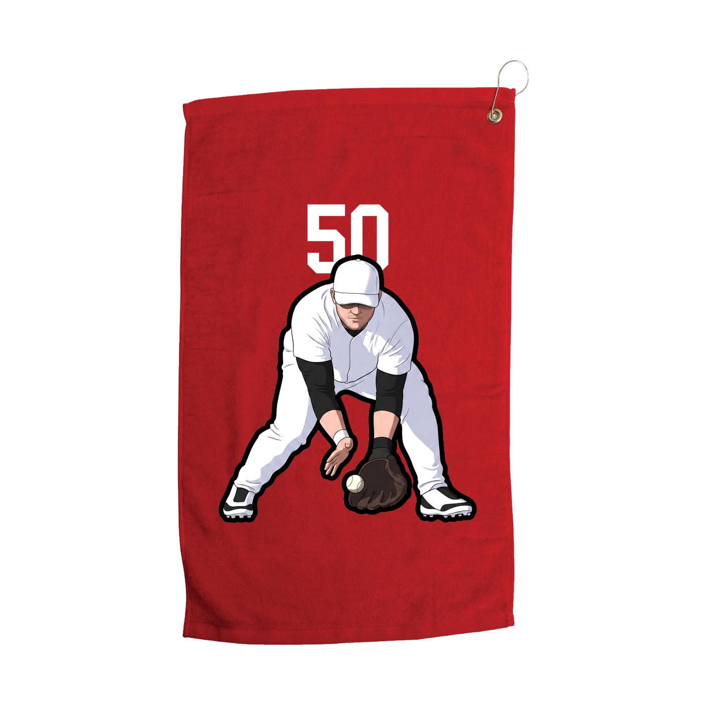 Golf Towel — Number Top in Red