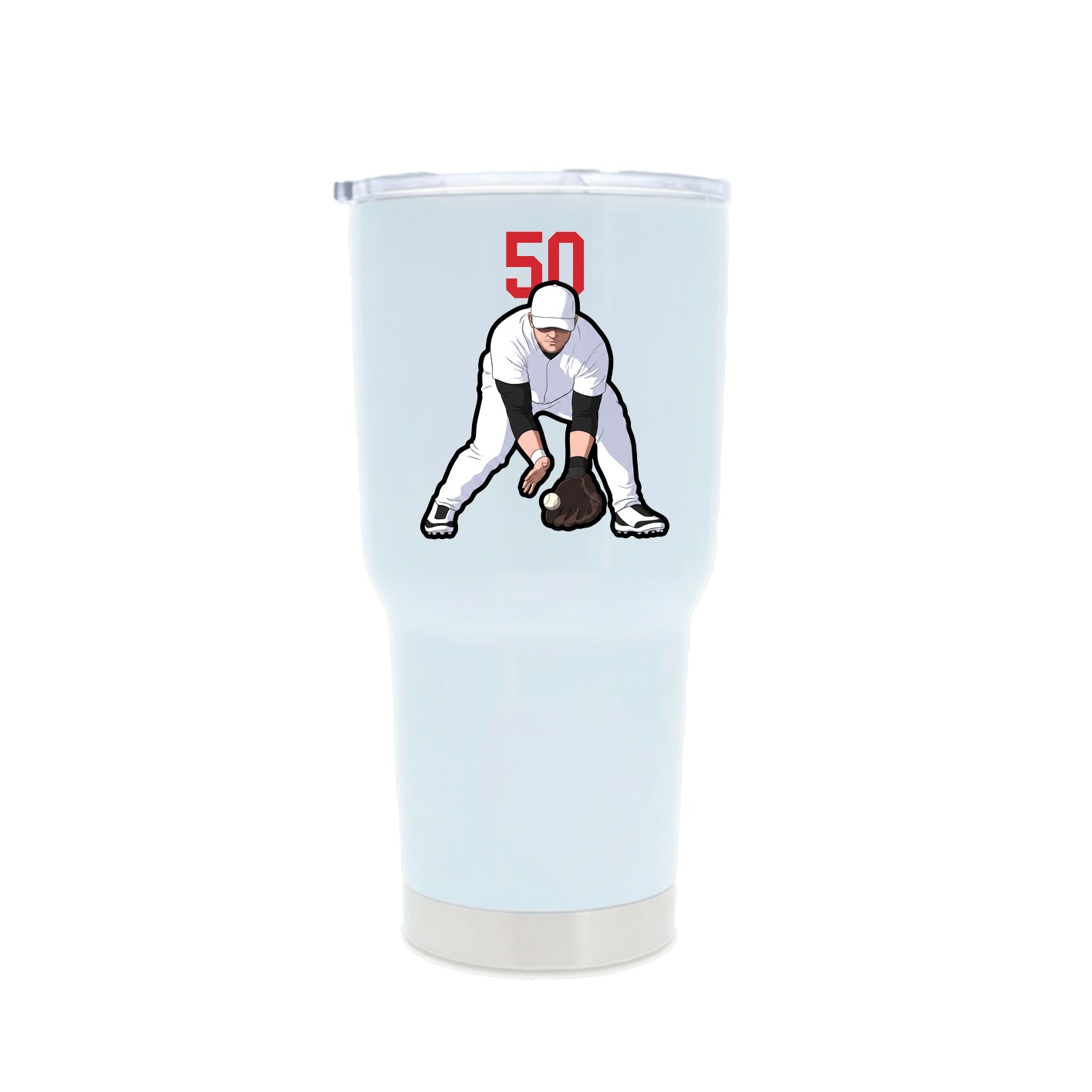 30oz Stainless Steel Tumbler — Number Top in White