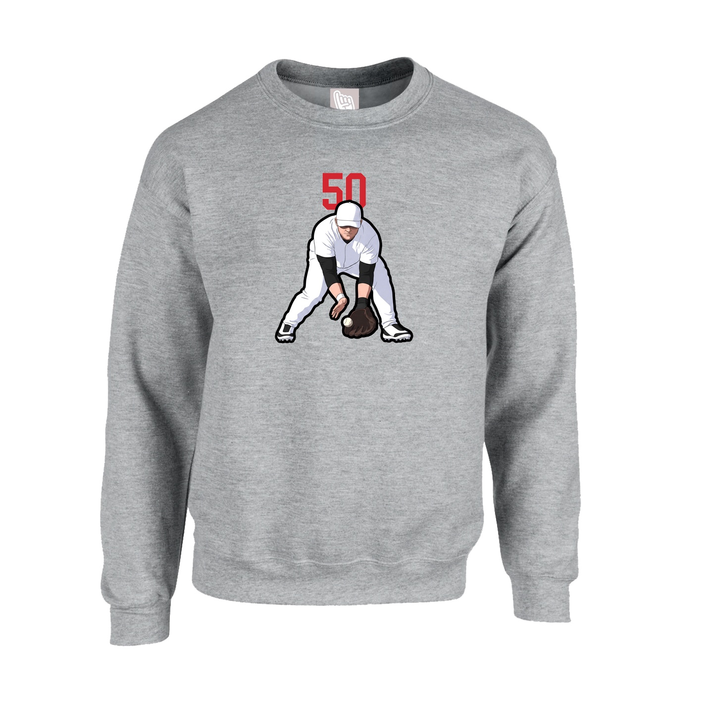 Fleece Crew — Number Top in Grey