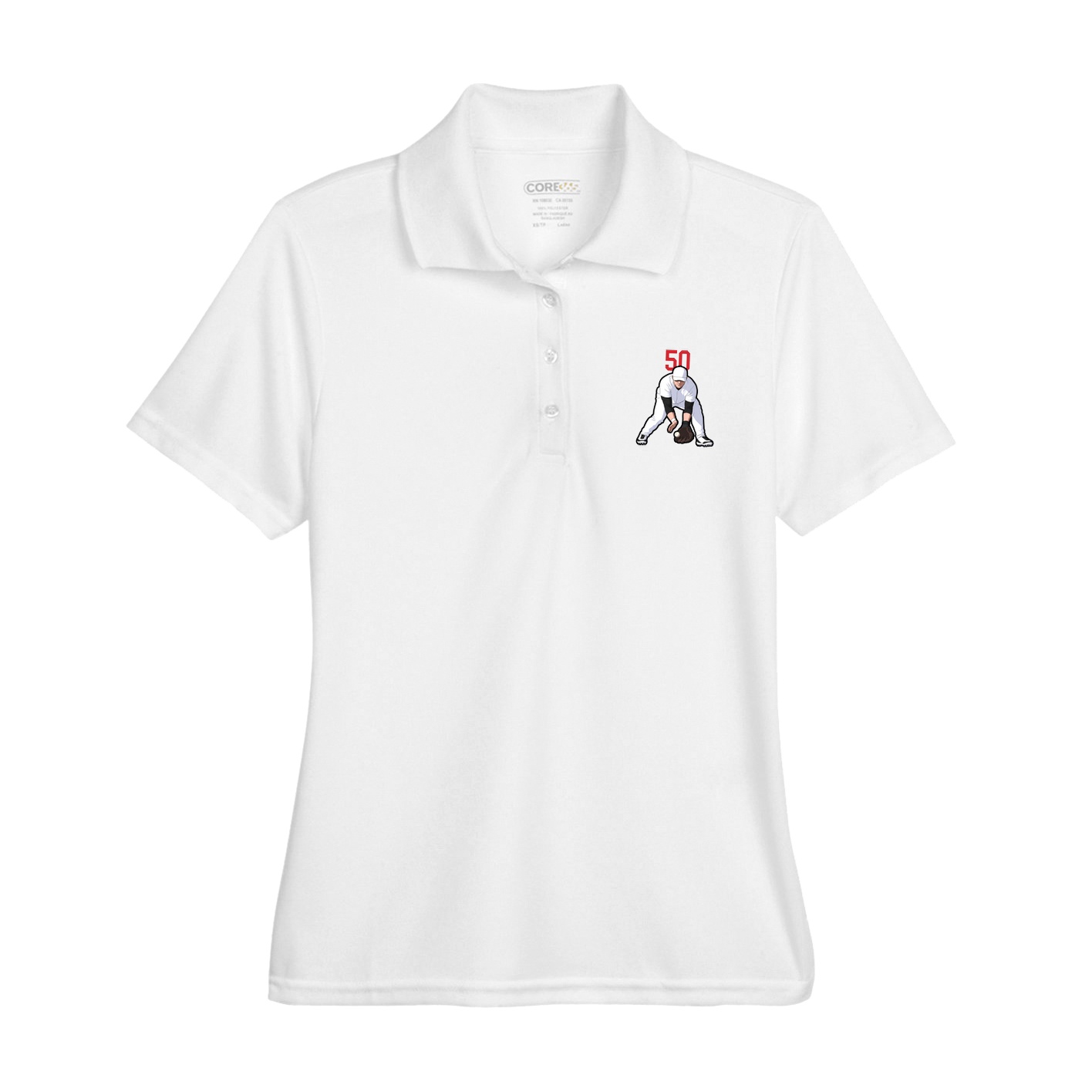 Womens Performance Polo — Number Top in White