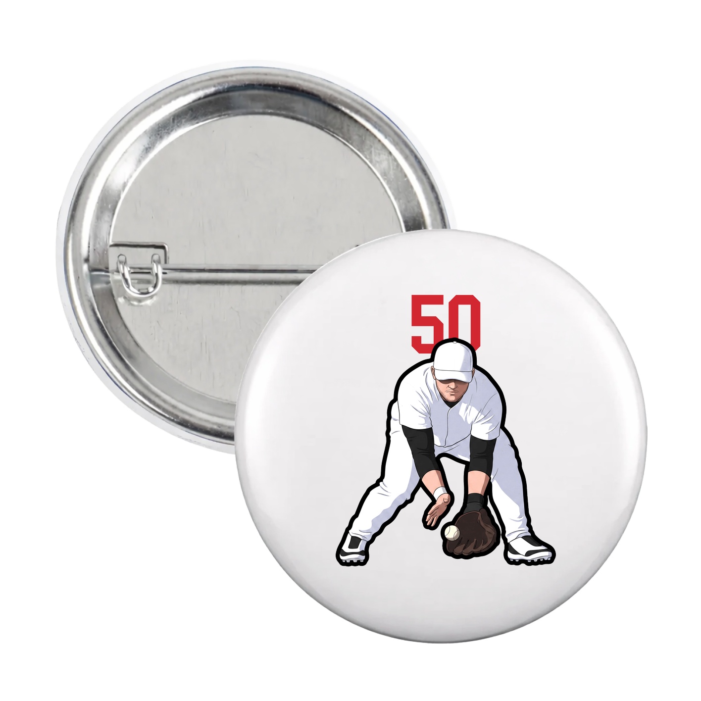 Game Day Button — Number Top in White