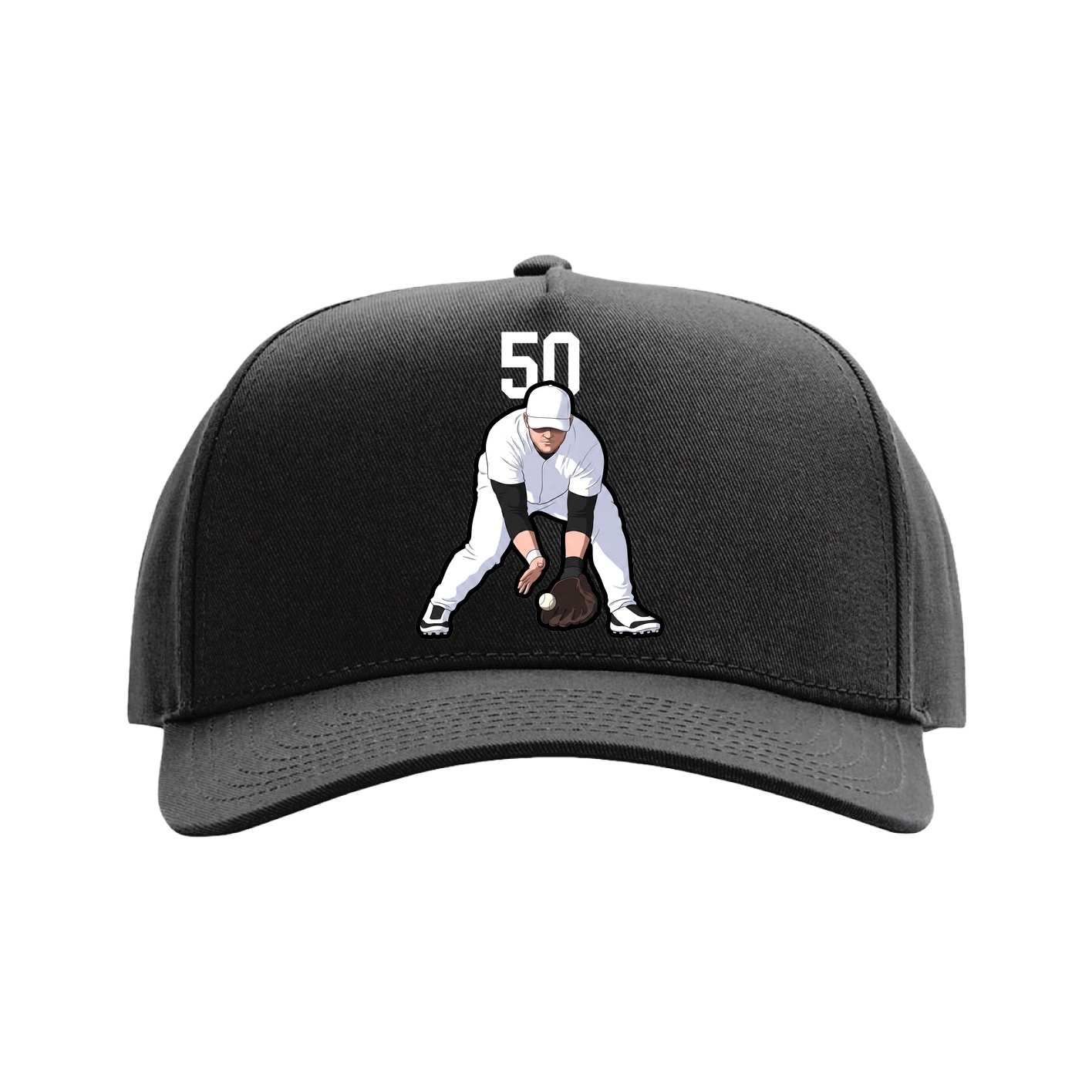 Full Fabric Five-Panel Champ Cap — Number Top in Black