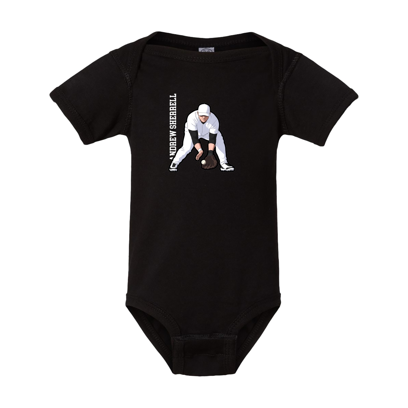 Baby Onesie — Name Vertical in Black