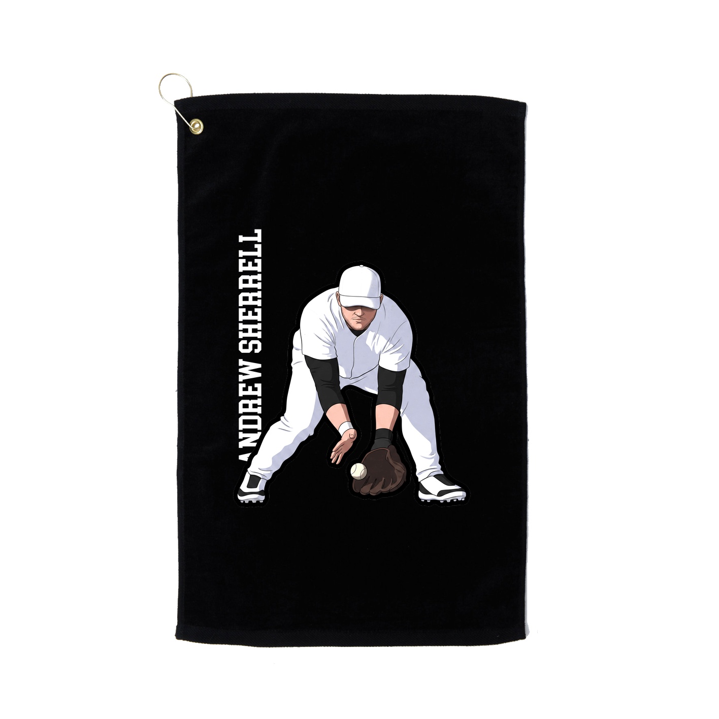 Golf Towel — Name Vertical in Black