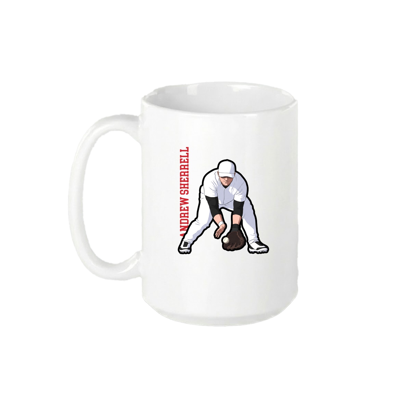 15oz Coffee Mug — Name Vertical in White