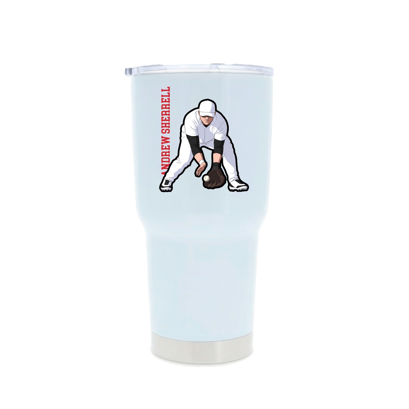 30oz Stainless Steel Tumbler — Name Vertical in White